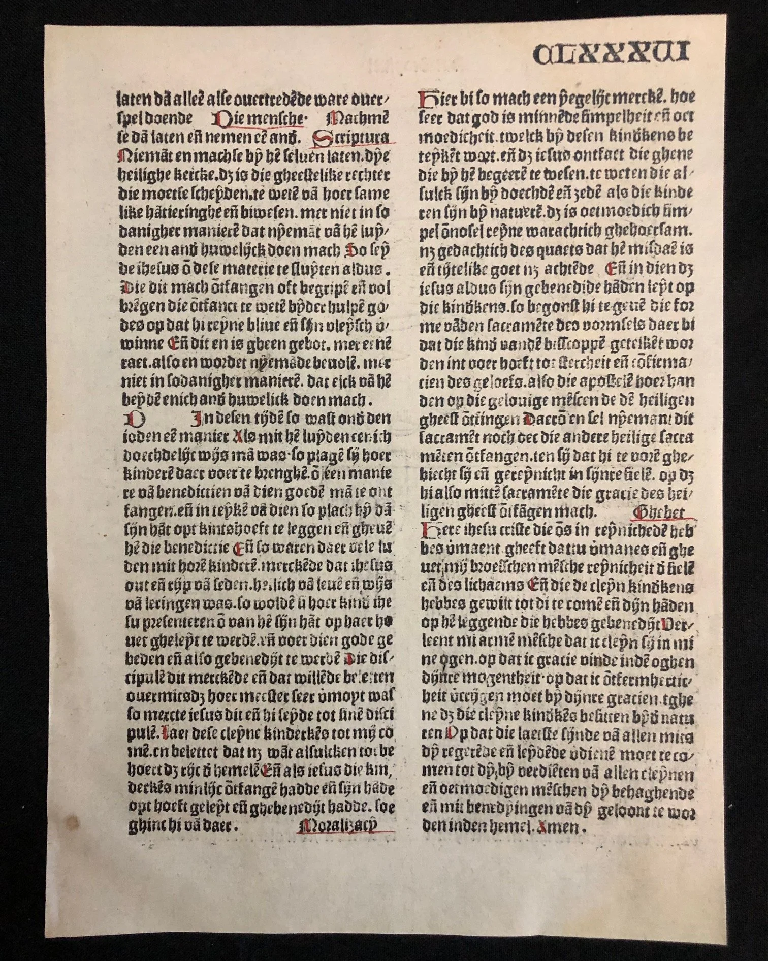 A Dutch incunable leaf from The Book of the Life of Our Lord Jesus Christ