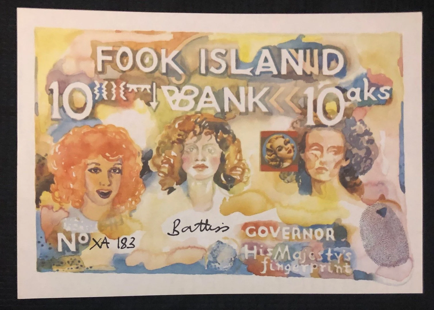 10 Daks Fook Island Banknote, signed by Walter Battiss
