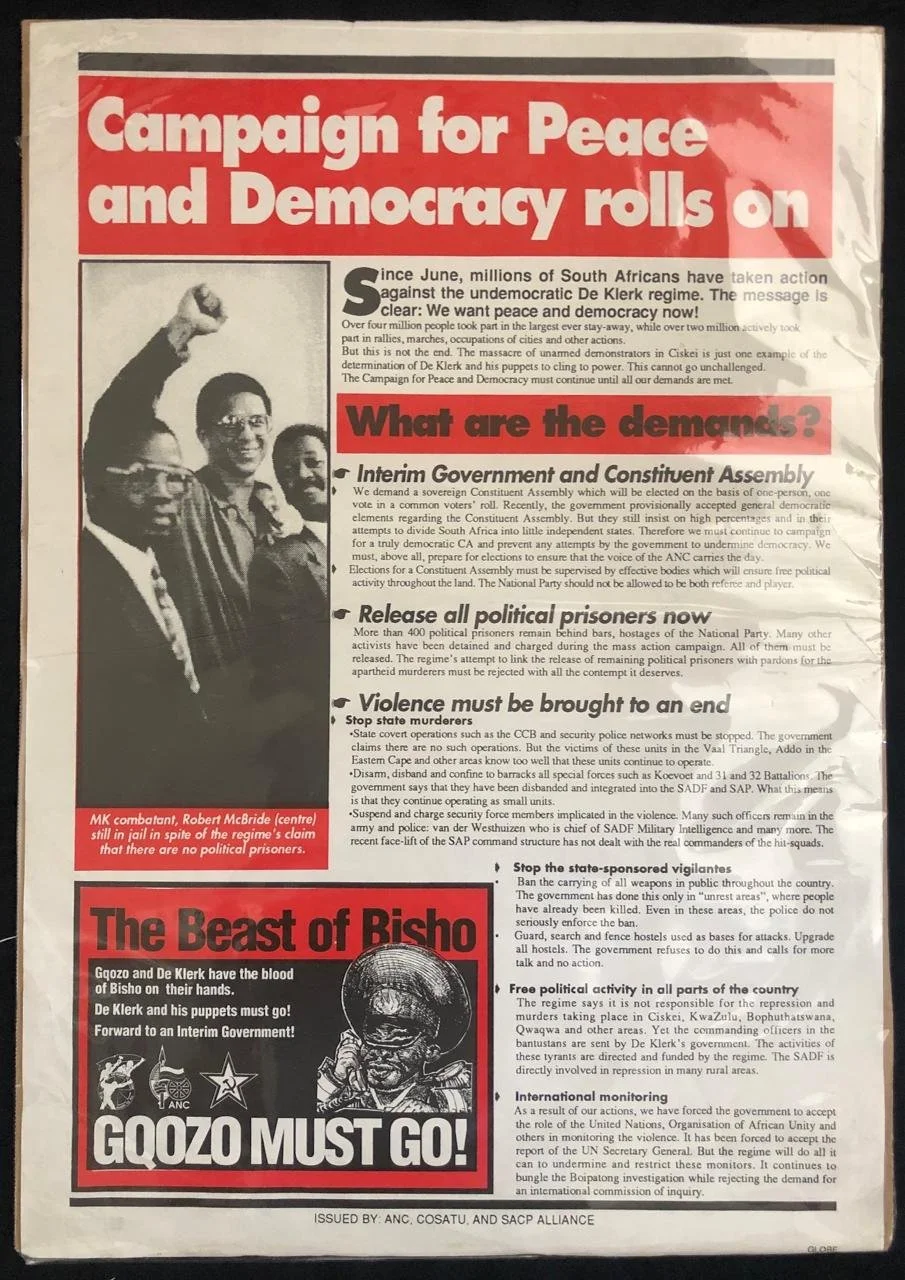 Campaign for Peace and Democracy Poster - Ciskei Homeland