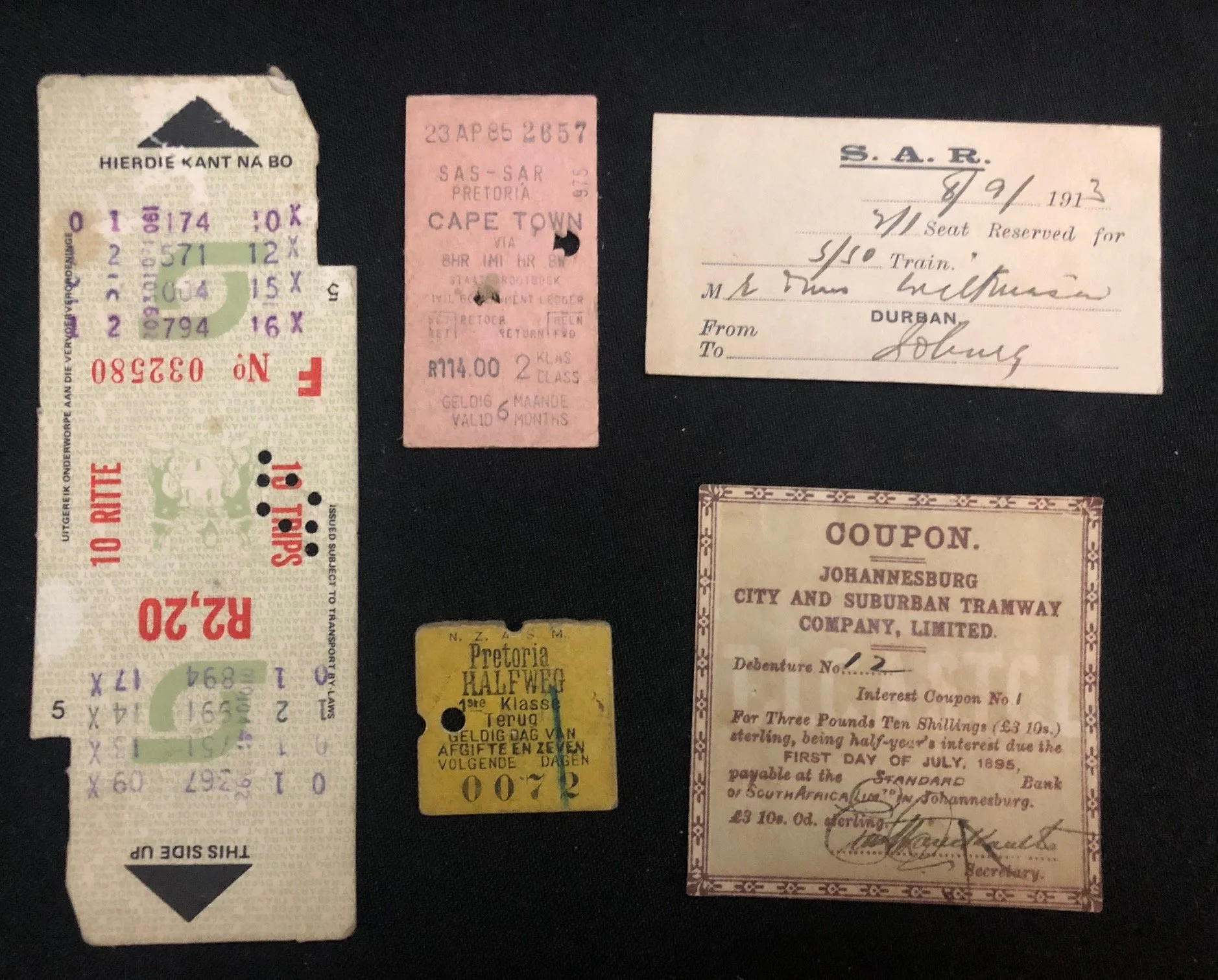 Collection of South African bus and train tickets (5)