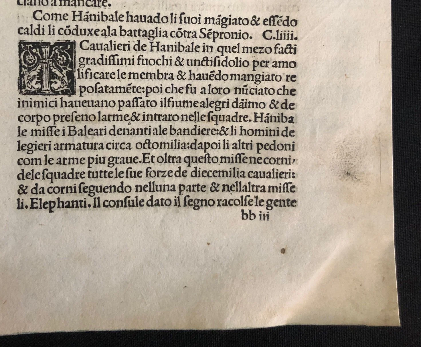 A leaf from Livy’s Ab Urbe Condita (History of Rome) Hannibal at the Battle of the Trebia c.1500