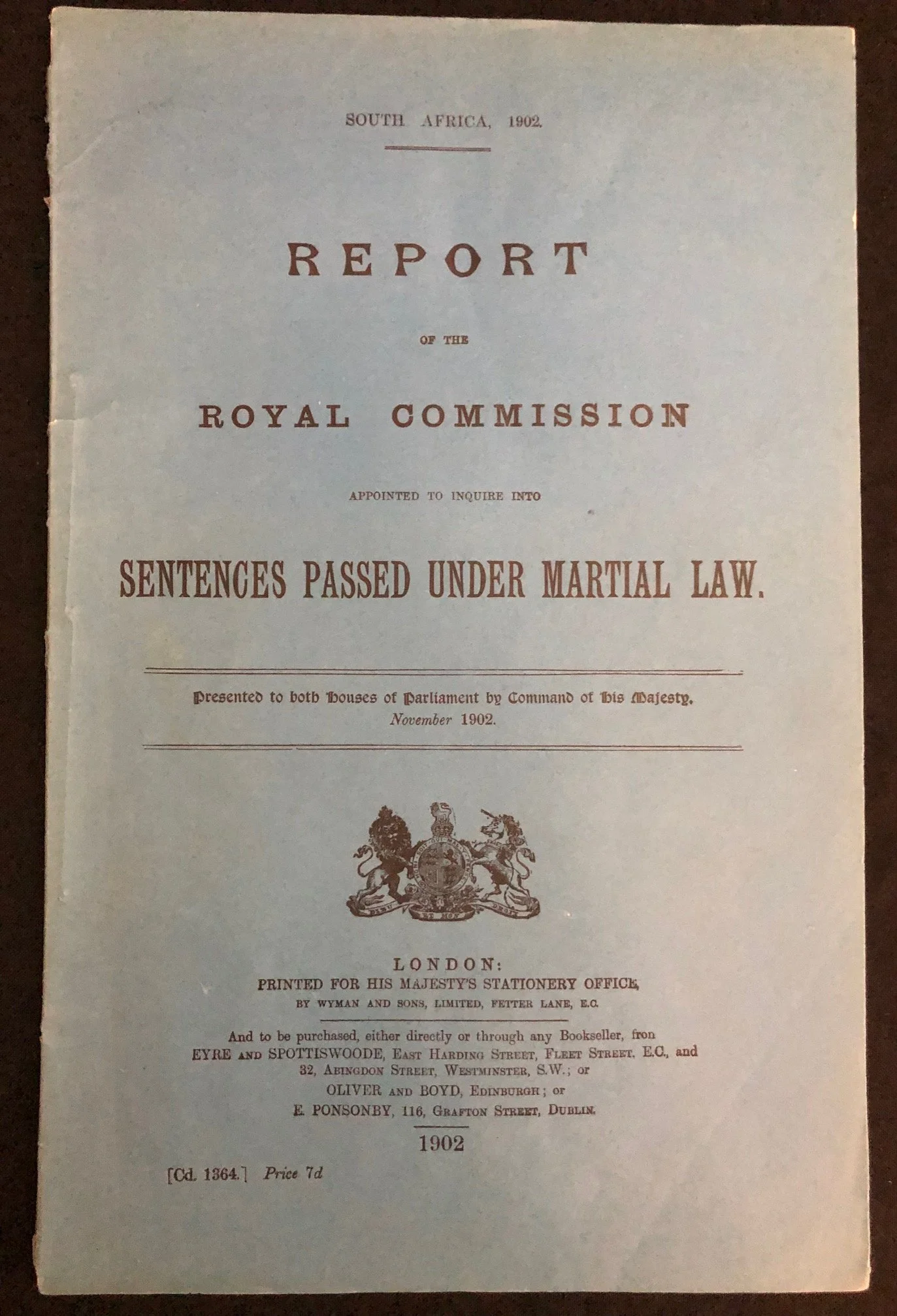 Martial Law Sentences - Boer War (1902)
