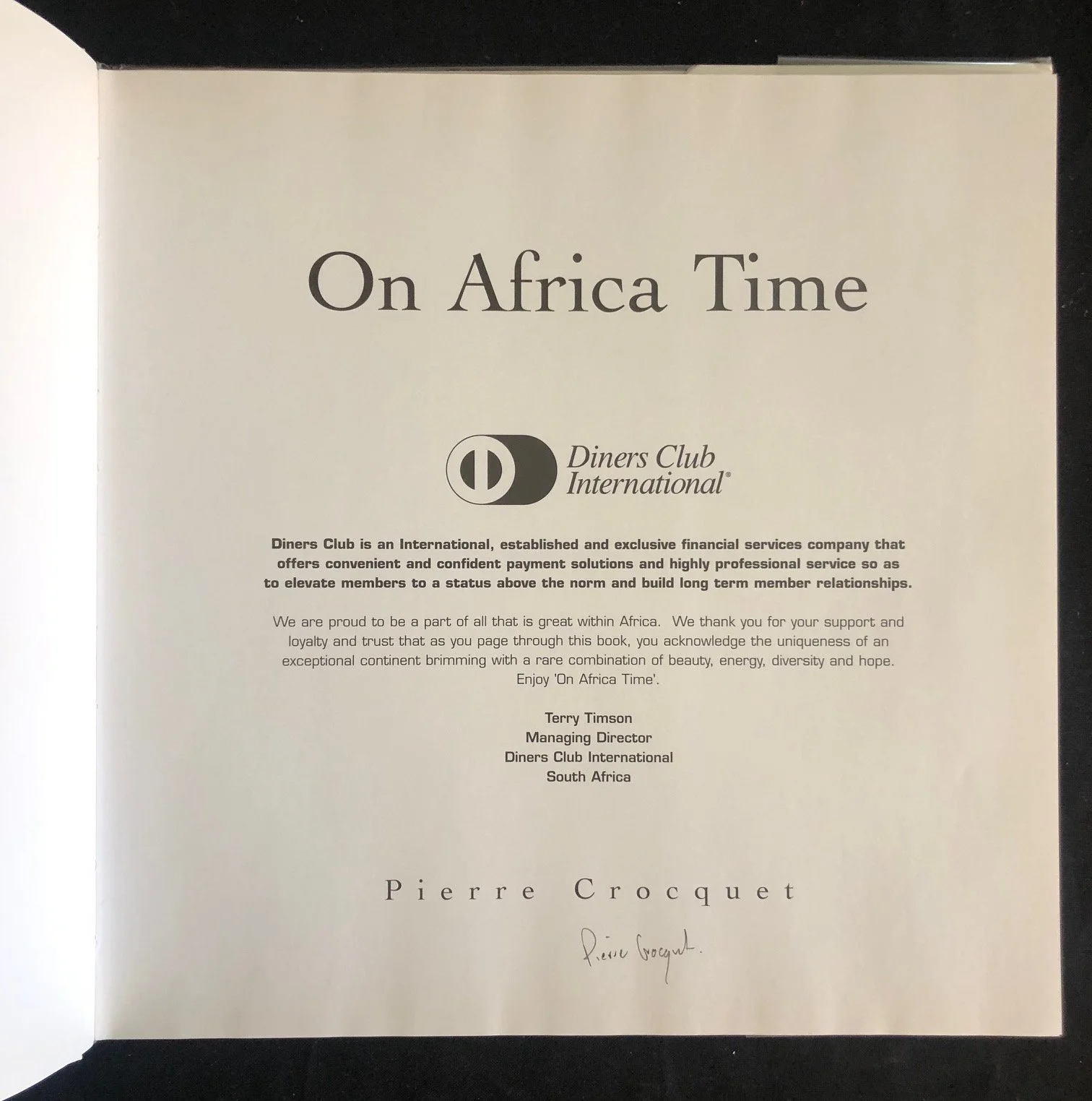 Fine-art photobook, On Africa Time by Pierre Crocquet, Signed (2003)