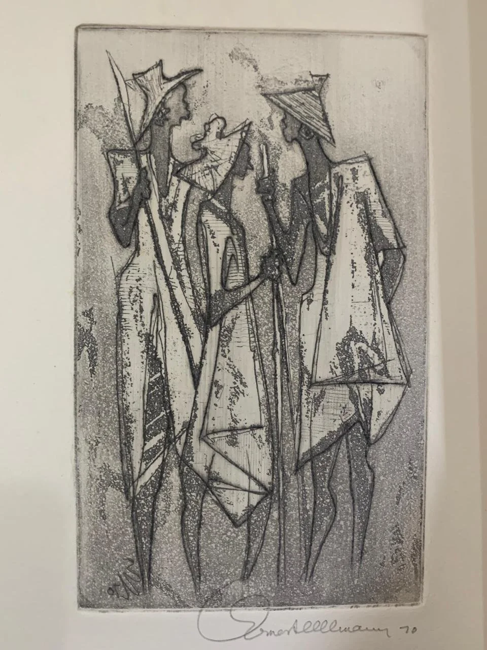 Original, signed drawing by Ernest Ullman from the Limited Deluxe Edition of Designs on Life by Ernest Ullmann published in 1970. No 59 of 100.