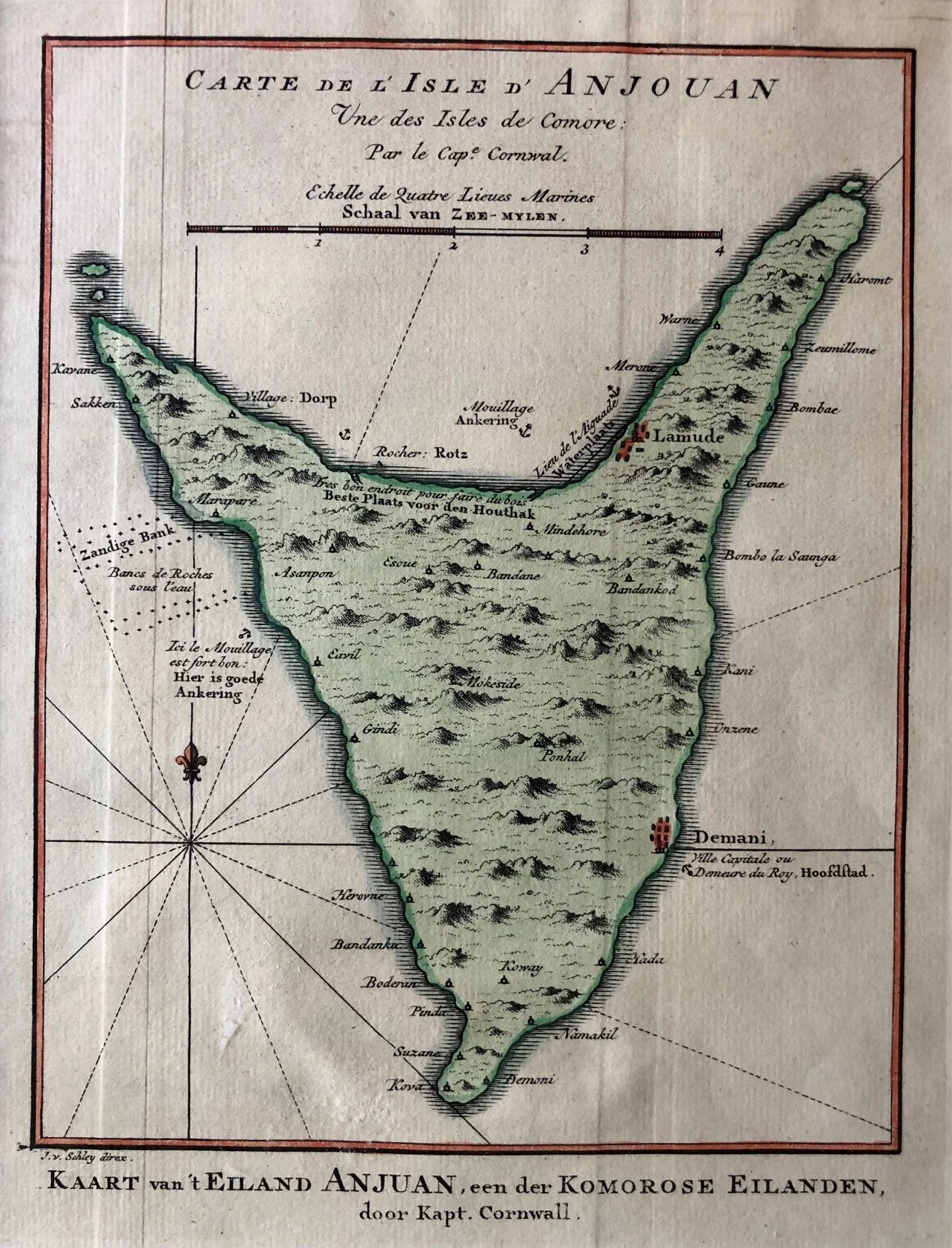 Map of Johanna, one of the principal islands of the Comoros (c.1750)