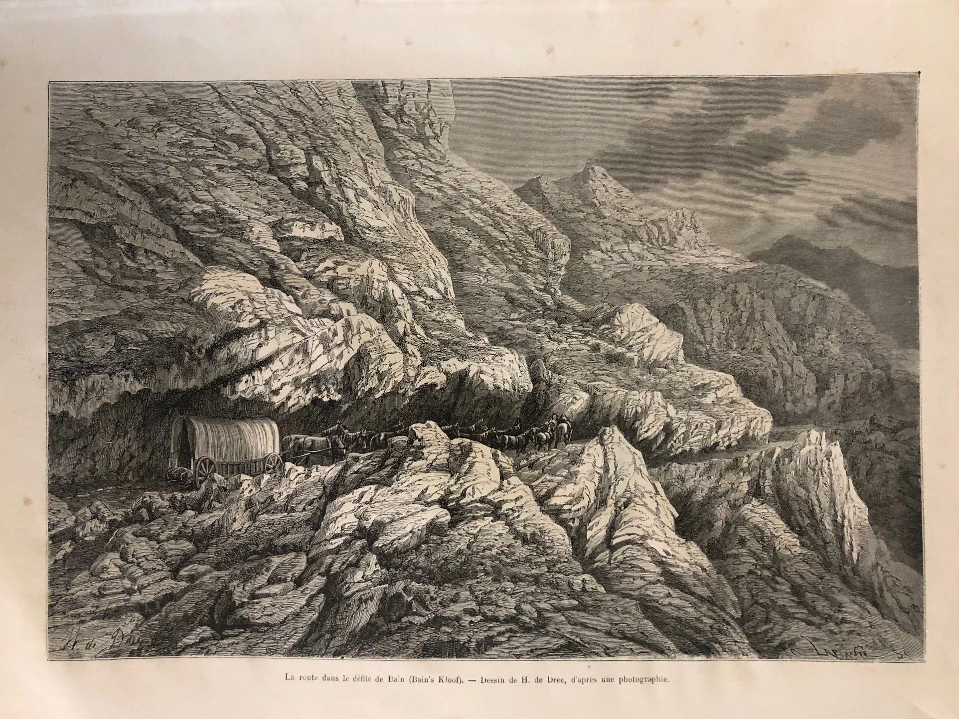 Bain's Kloof from "Voyage aux Mines de Diamants …." (Voyage to the Diamond Mines in South Africa) from Le Tour du Monde (1872)