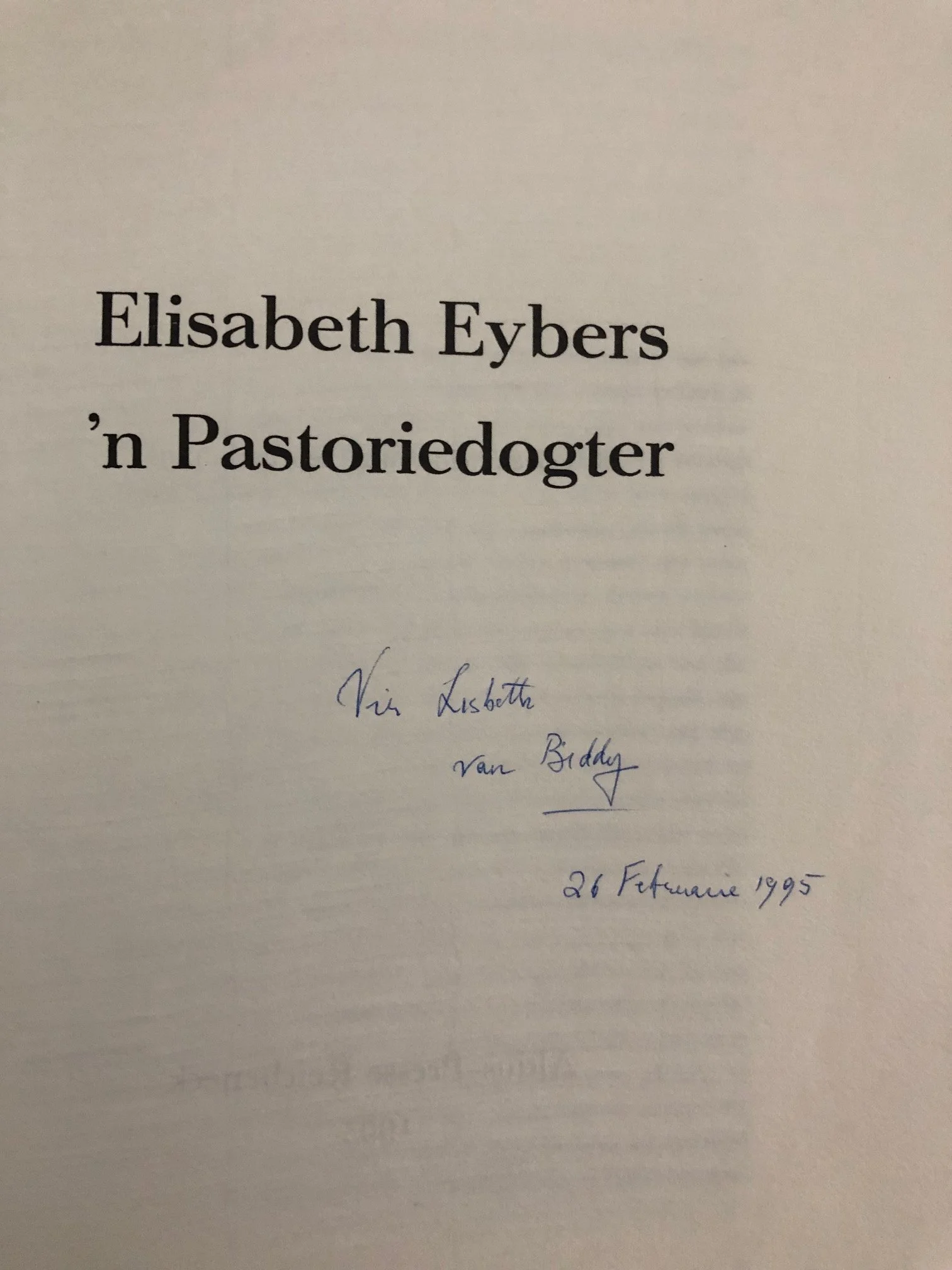 ‘n Pastoriedogter by Elisabeth Eybers, signed (1995) 3.jpg