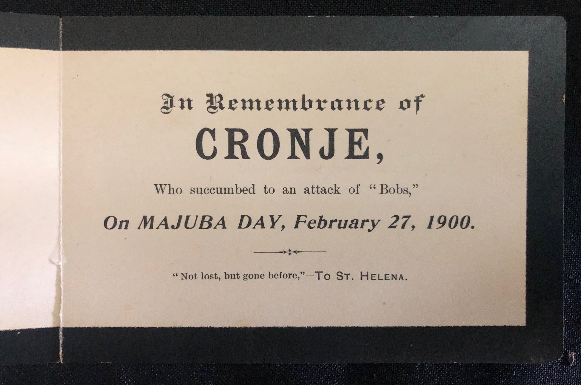 Card mocking the surrender of Boer General Piet Cronjé