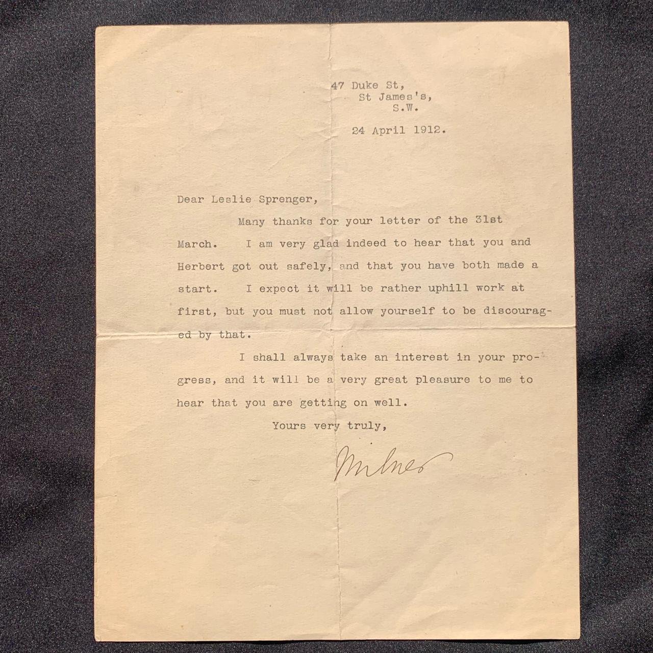 Autograph: Lord Milner 1912 R1,250