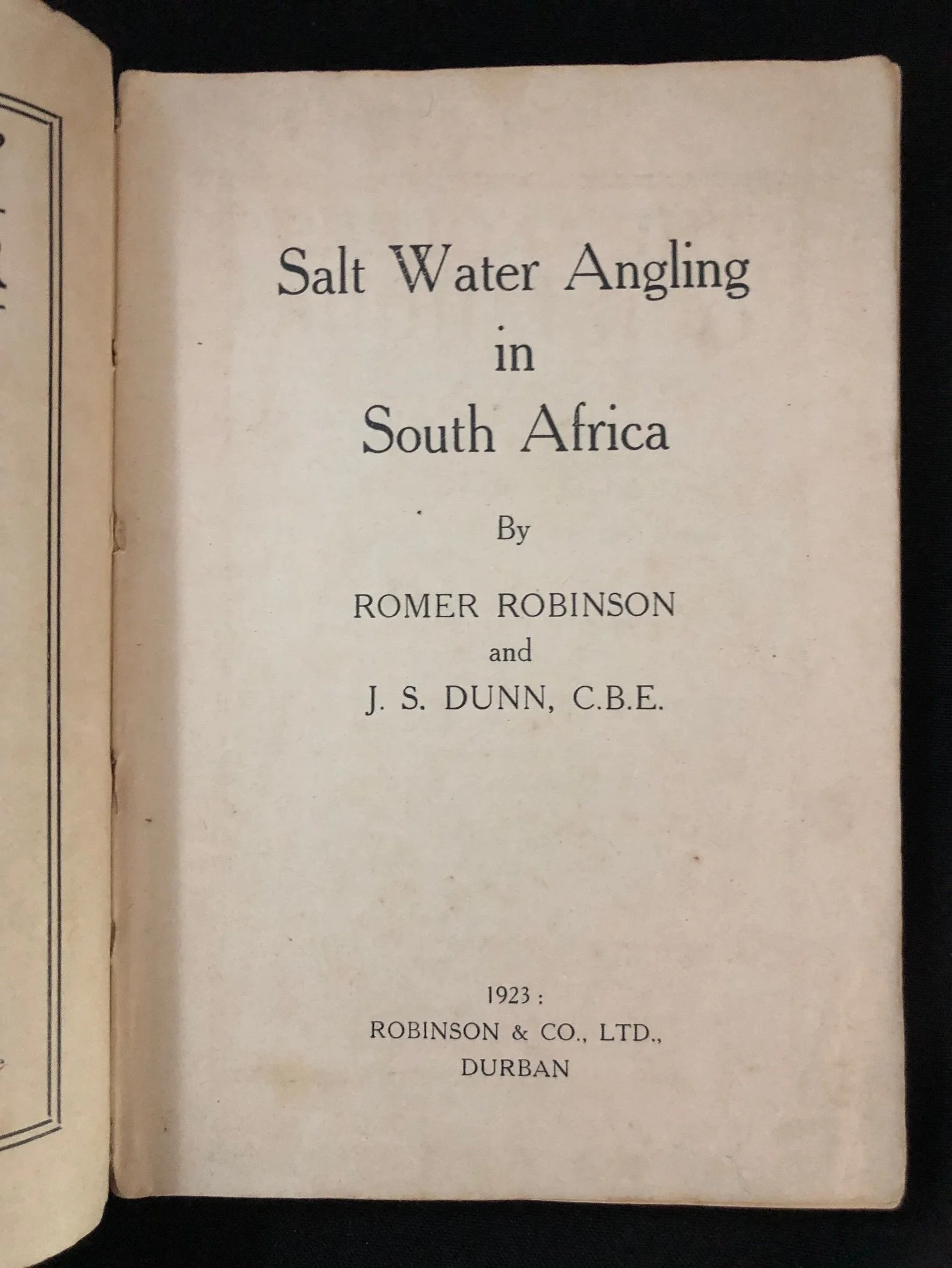 First Edition Salt Water Angling in South Africa (1923)