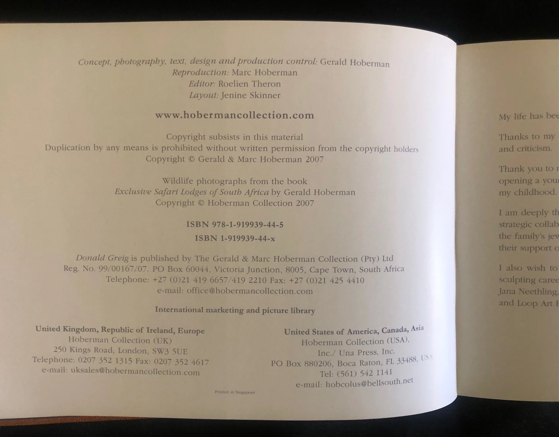 Special collector's edition of Donald Greig by Gerald Hoberman (2008)