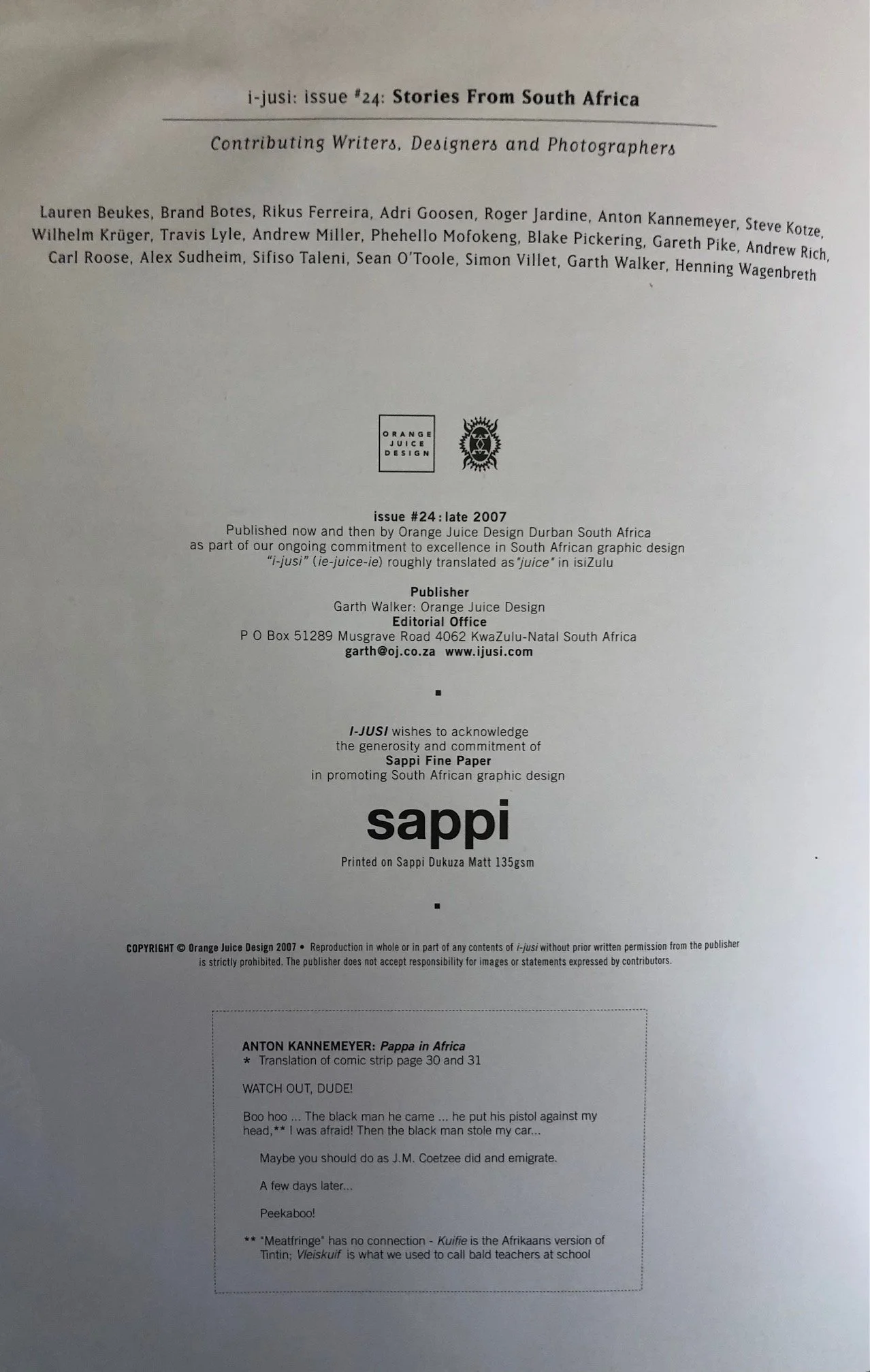Issue #24 of i-jusi, titled "South African Stories." 2007