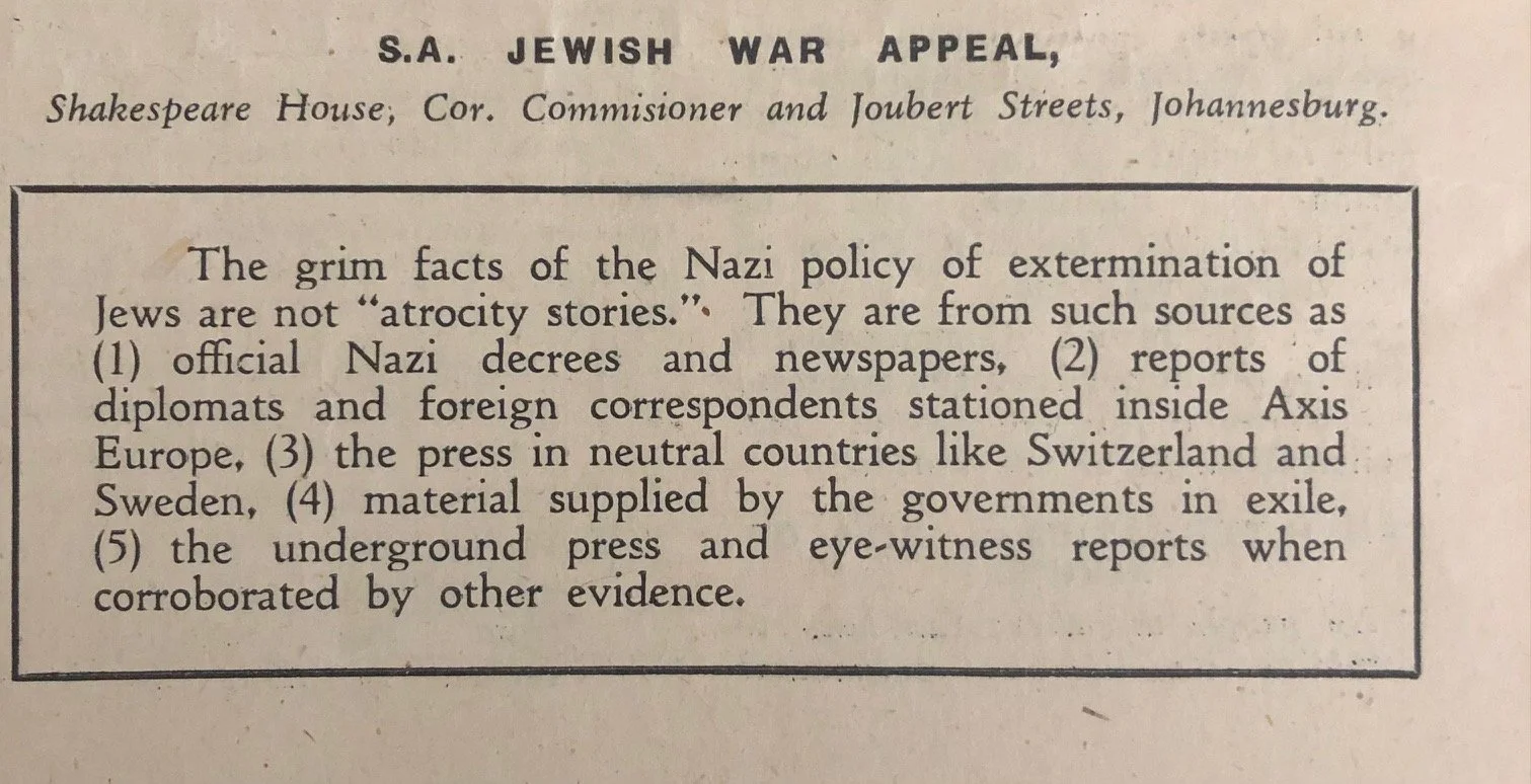 December 1943 issue of Jewish Affairs "Israel's Martyrdom," - Holocaust