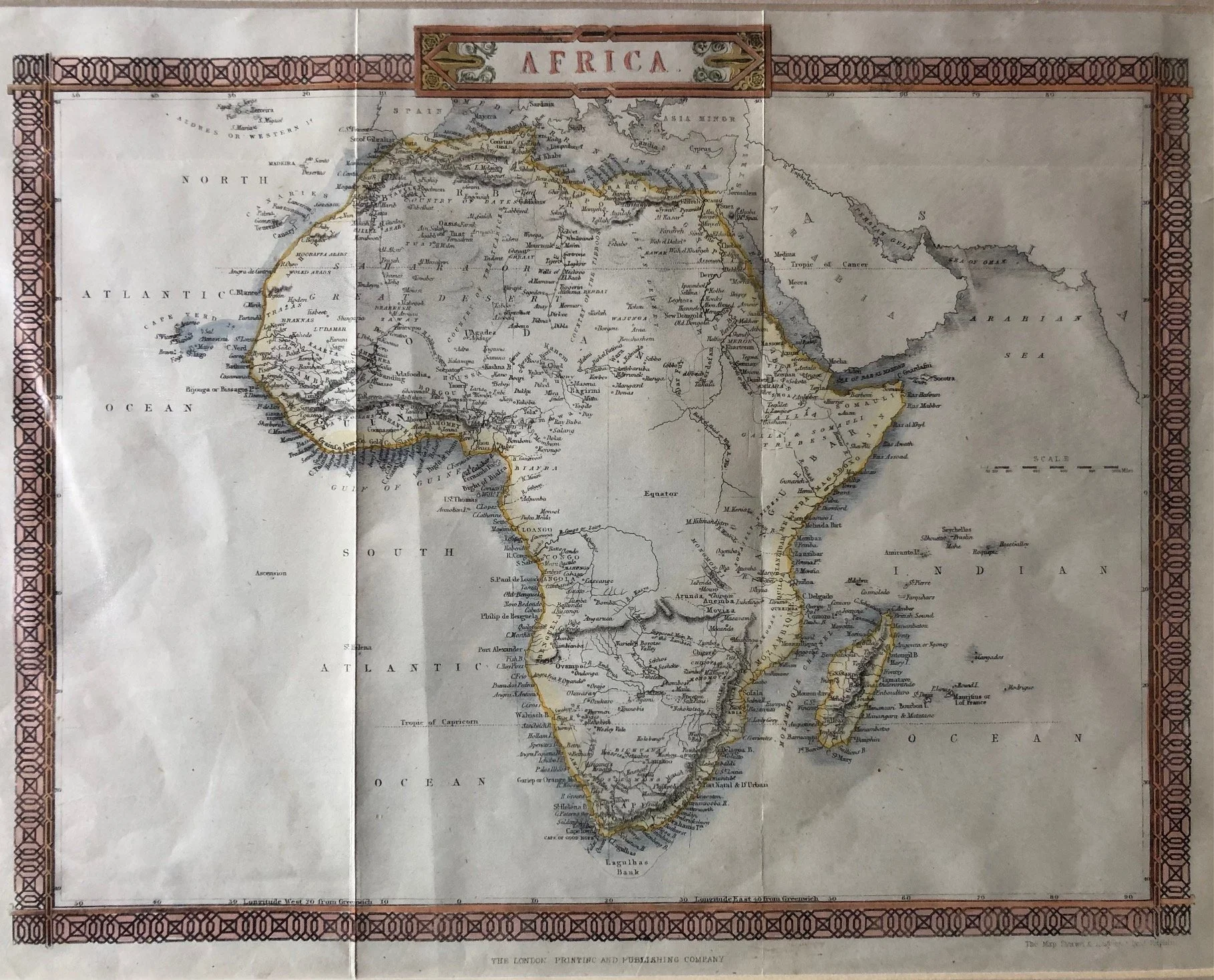 Map of Africa engraved by John Rapkin (c.1850)