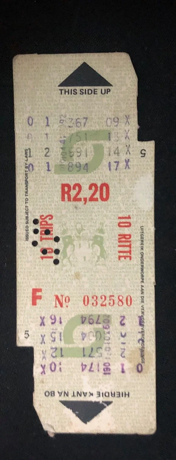 This collection of bus and train tickets offers a fantastic snapshot of South African transit and economic history, stretching from the late 19th-century gold rush era to the late 20th century.