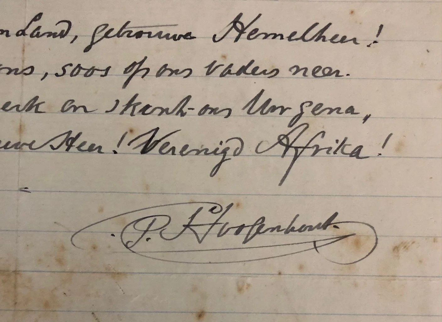 "Ons Toekomstige Volkslied" (Our Future National Anthem), with lyrics by C.P. Hoogenhout (c.1920)