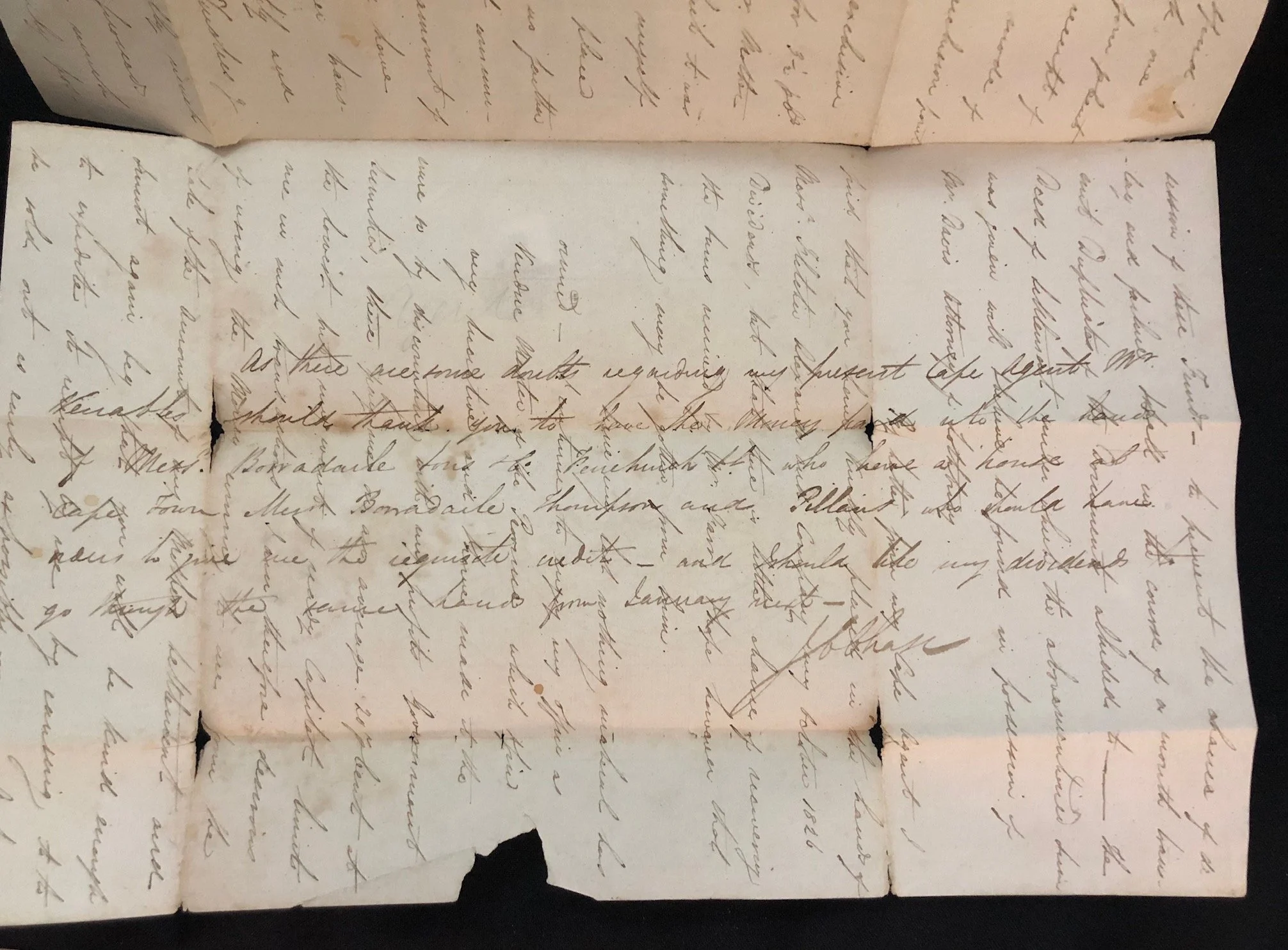 Letter from 1820 Settler John Centlivres Chase (1827) 