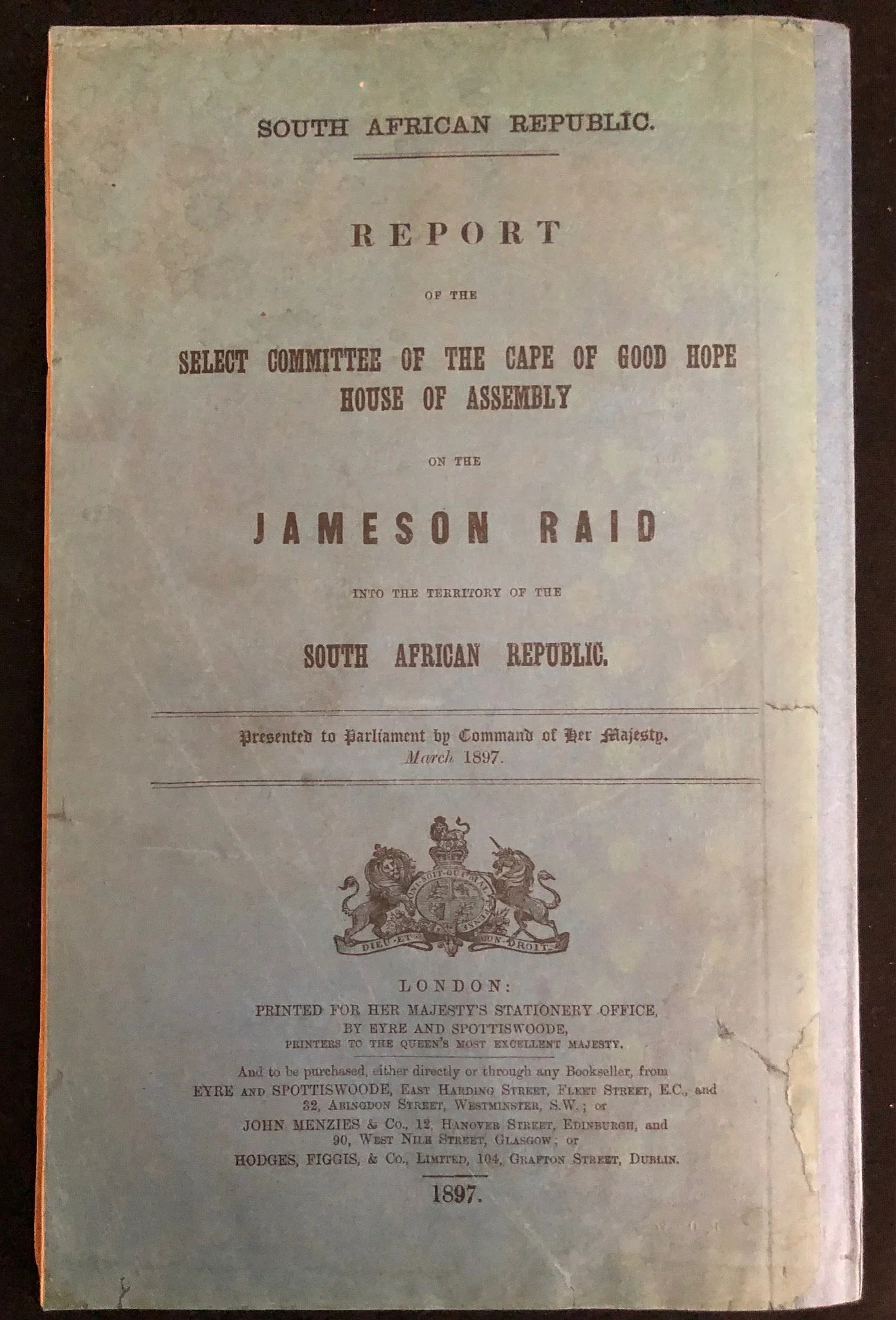 Blue Book: Report on the Jameson Raid (March 1897)