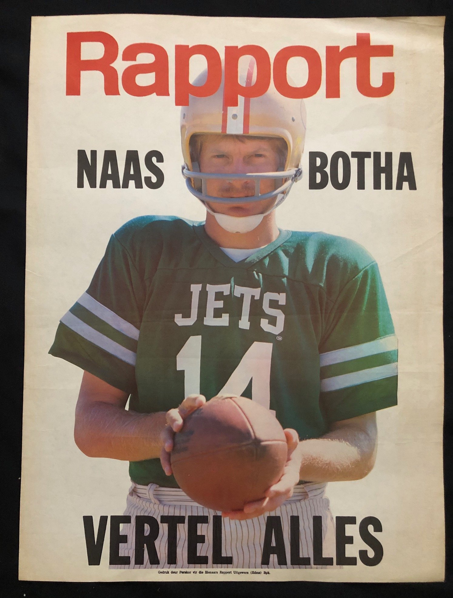 Naas Botha Tells All - Rapport Street Poster (1983)