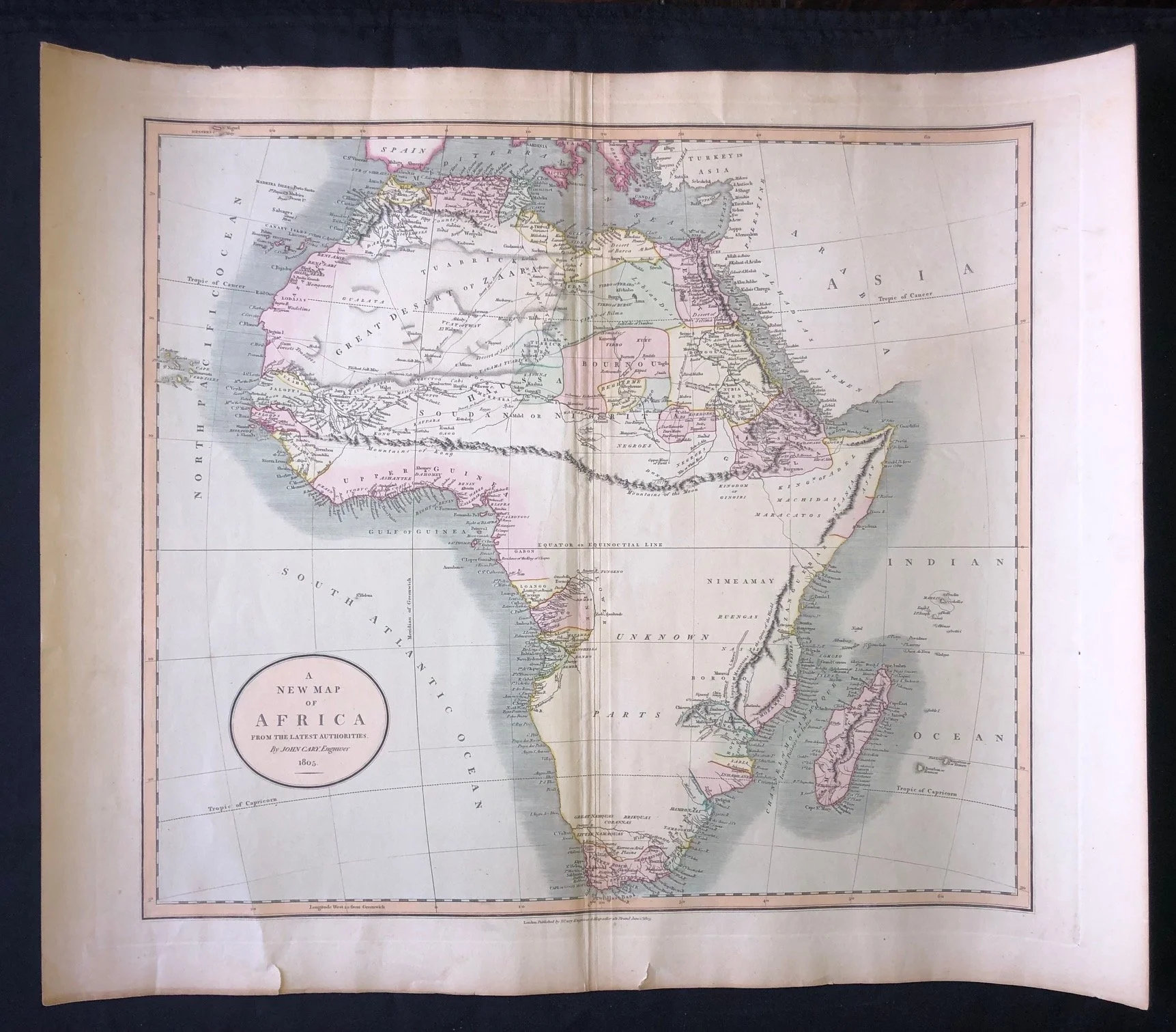 A New Map of Africa by John Cary (1805)
