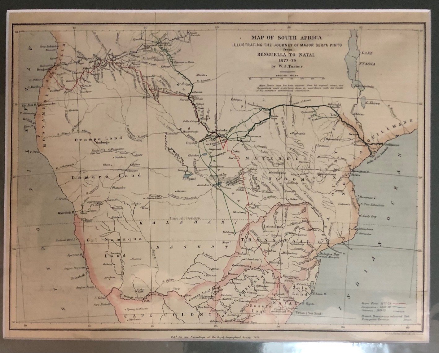 Map Illustrating the Journey of Major Serpa Pinto from Benguella to Natal (1879)