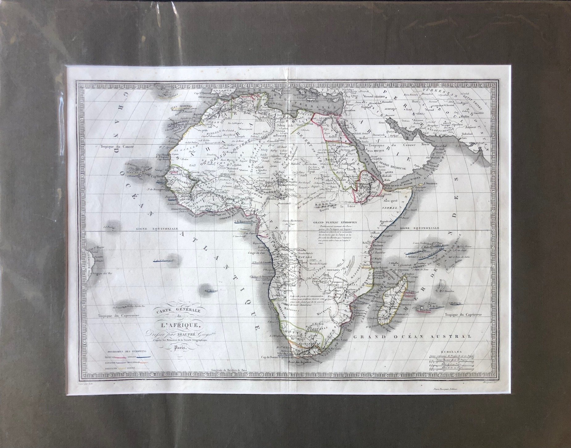 "Carte Générale de l'Afrique," by French geographer Beaupré (1830s)