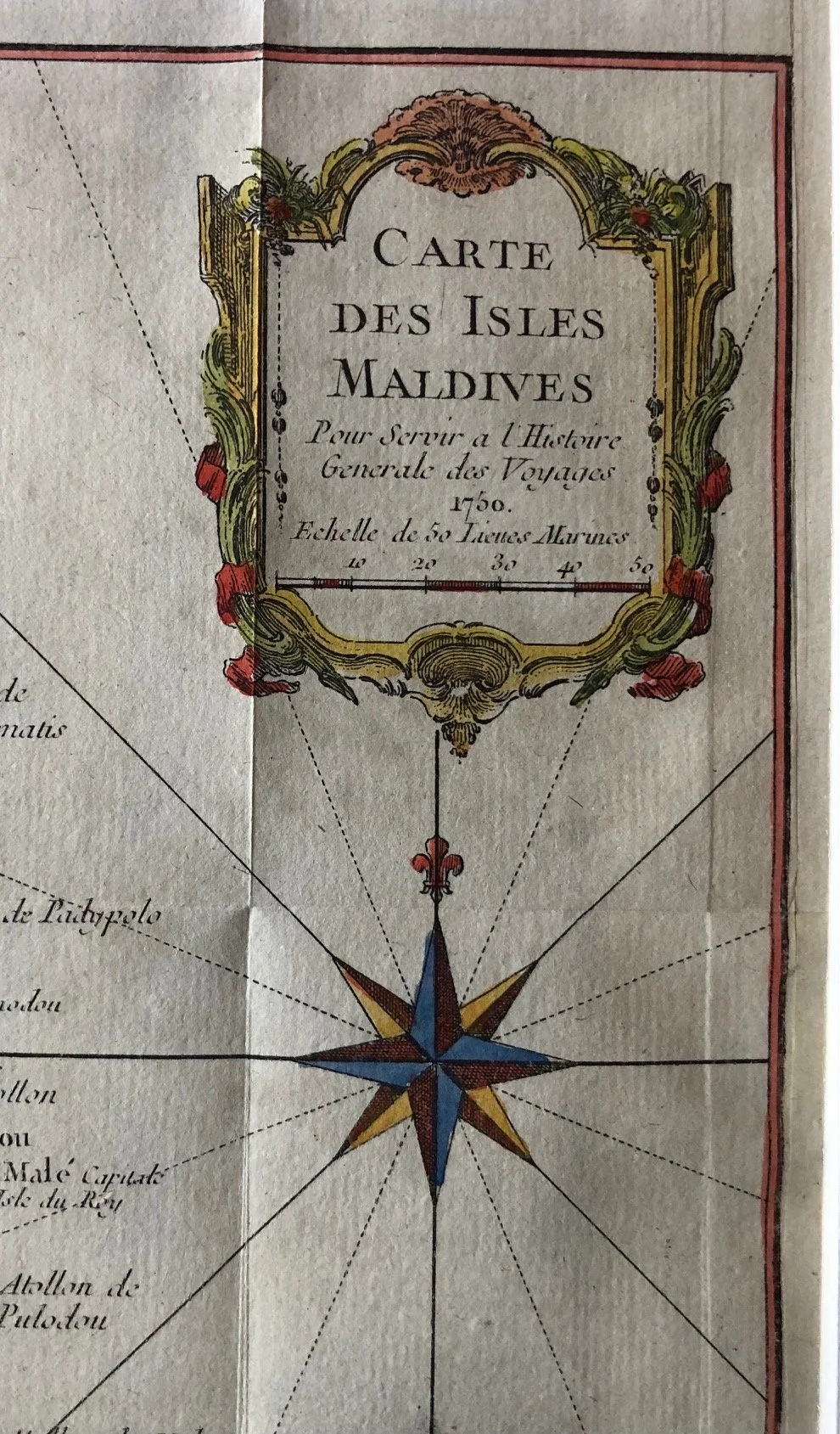 "Carte des Isles Maldives" by Jacques-Nicolas Bellin (1750)