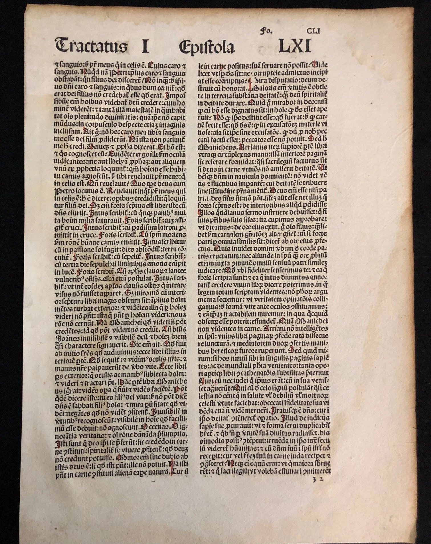Incunabula leaf from St. Augustine or St. Jerome (15th/16th Century)