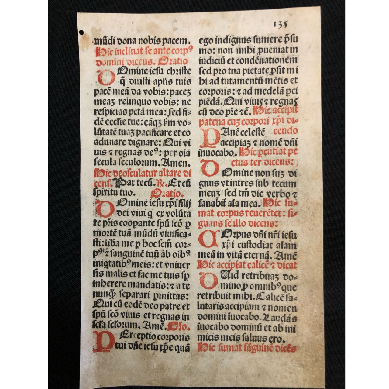 A leaf from a late 15th-century incunable Missal R1,500