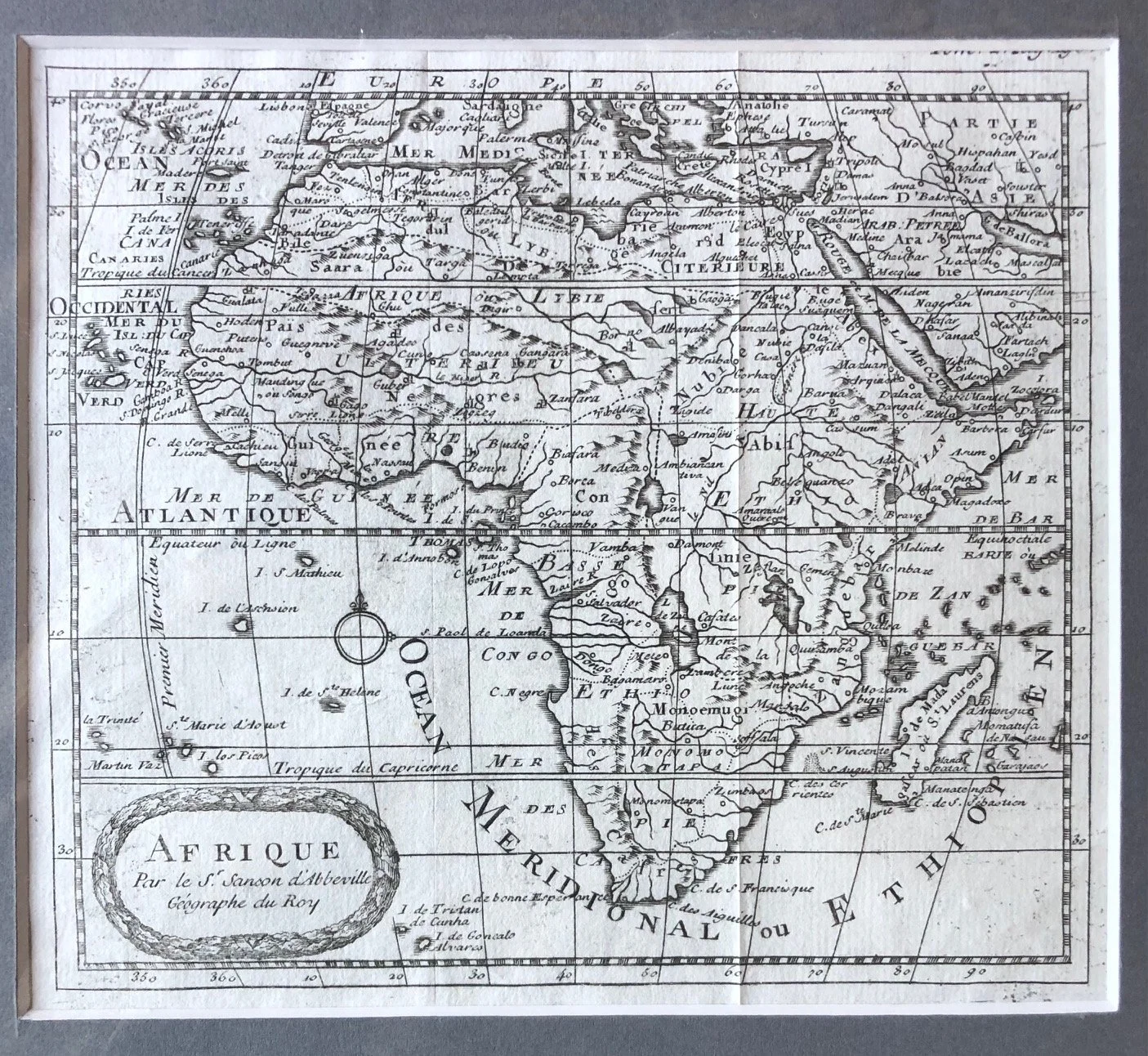 Map of Africa by Nicolas Sanson d'Abbeville (c.1738)