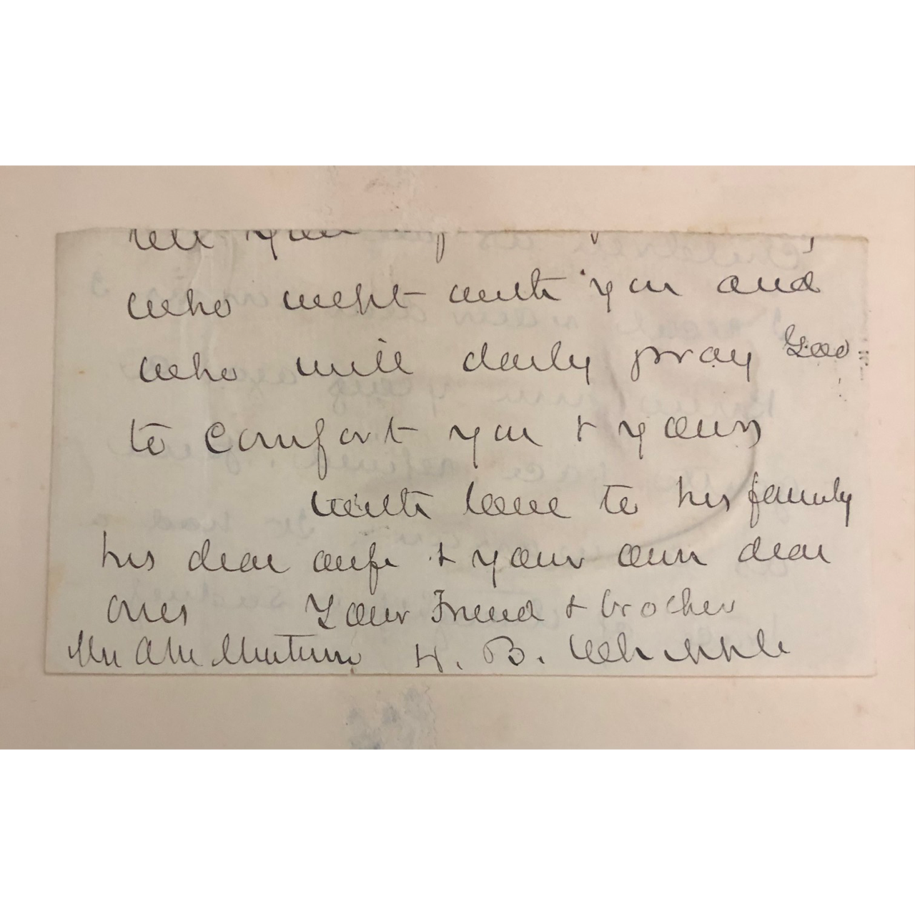 Letter signed by Henry Benjamin Whipple (c.1895) R1,500