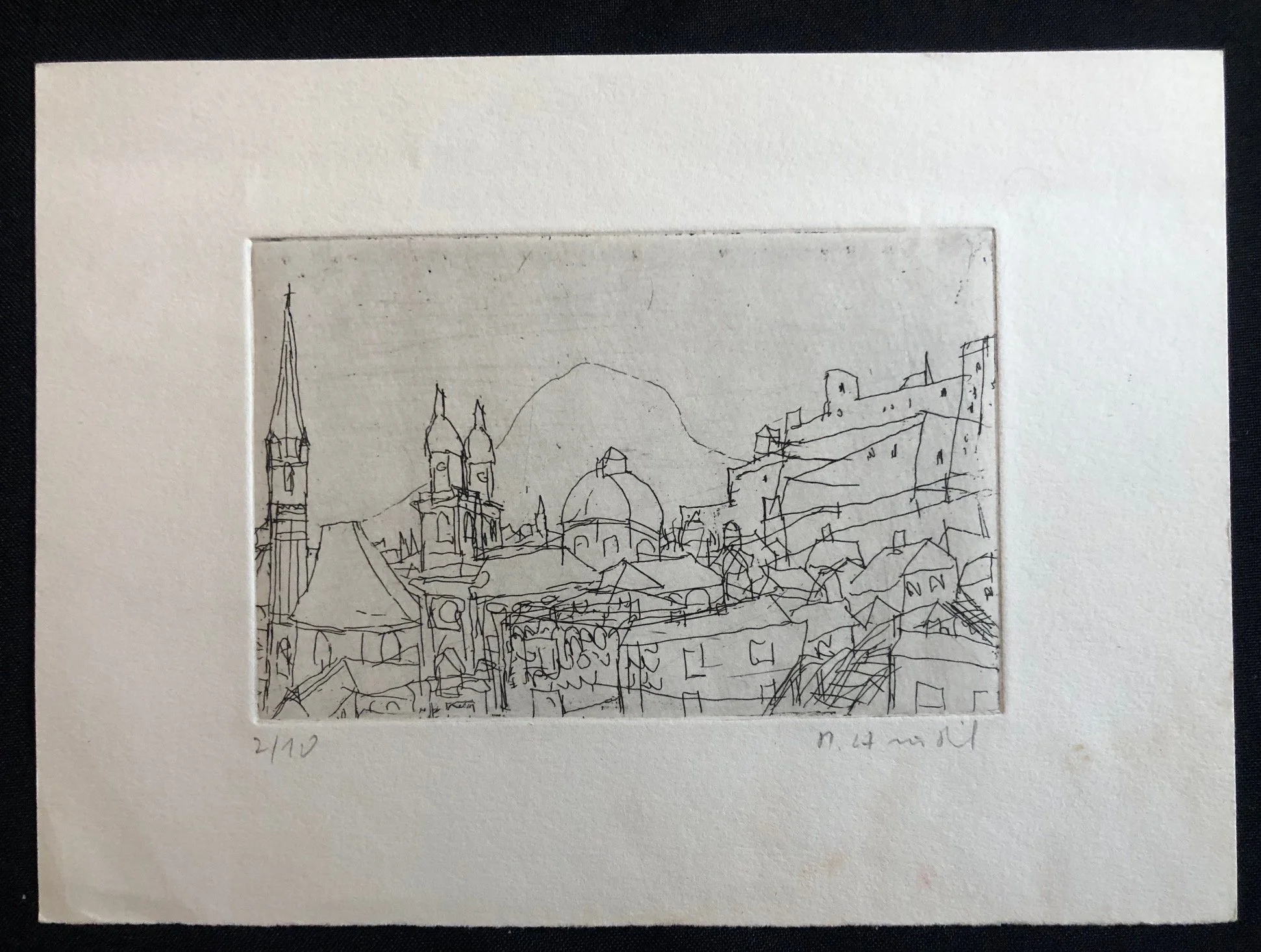Salzburg Churches and Fortress by Rudolf Hradil c.1970