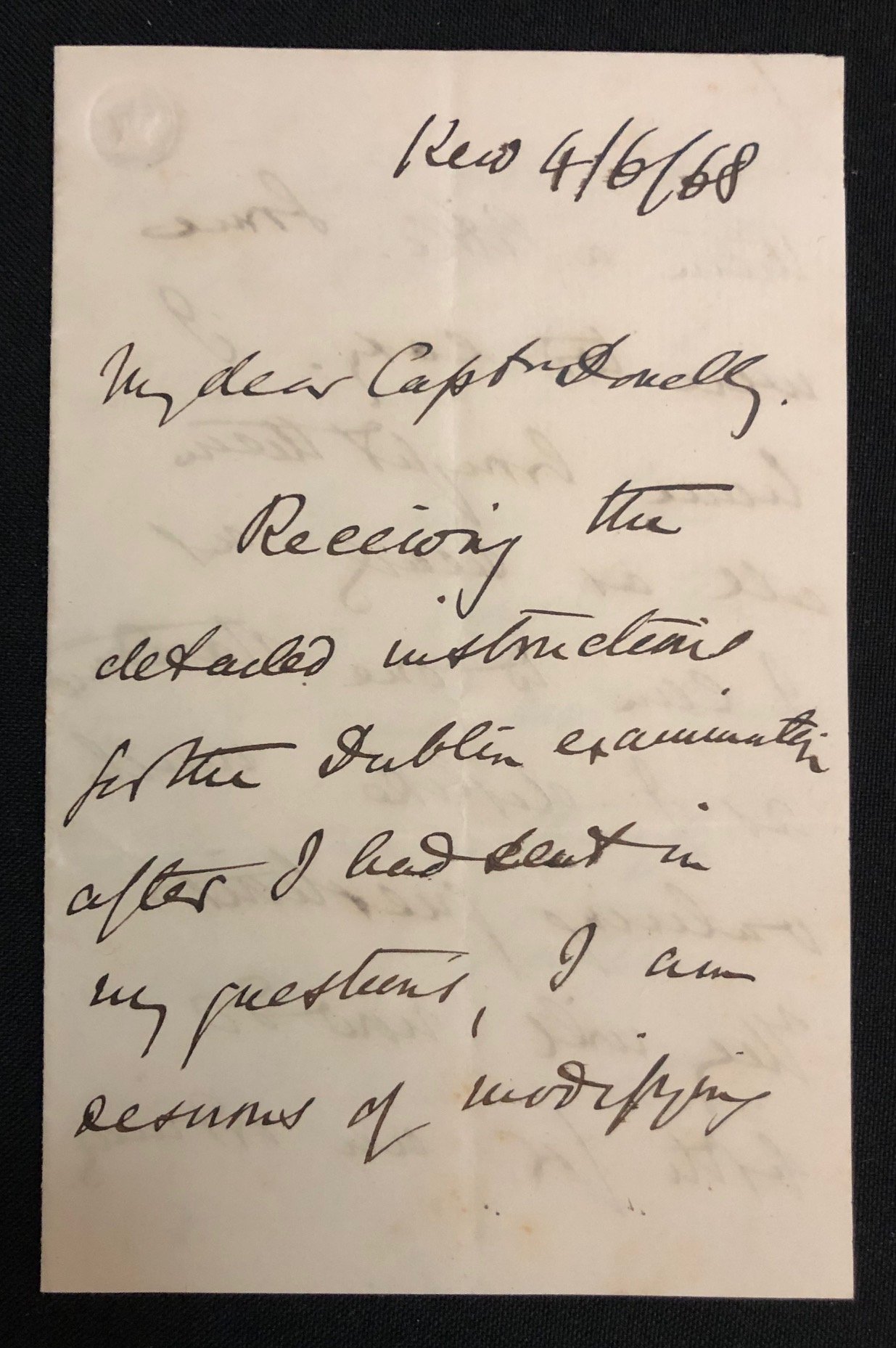 Letter from Thomas Huxley ("Darwin's Bulldog") to Captain Donnelly