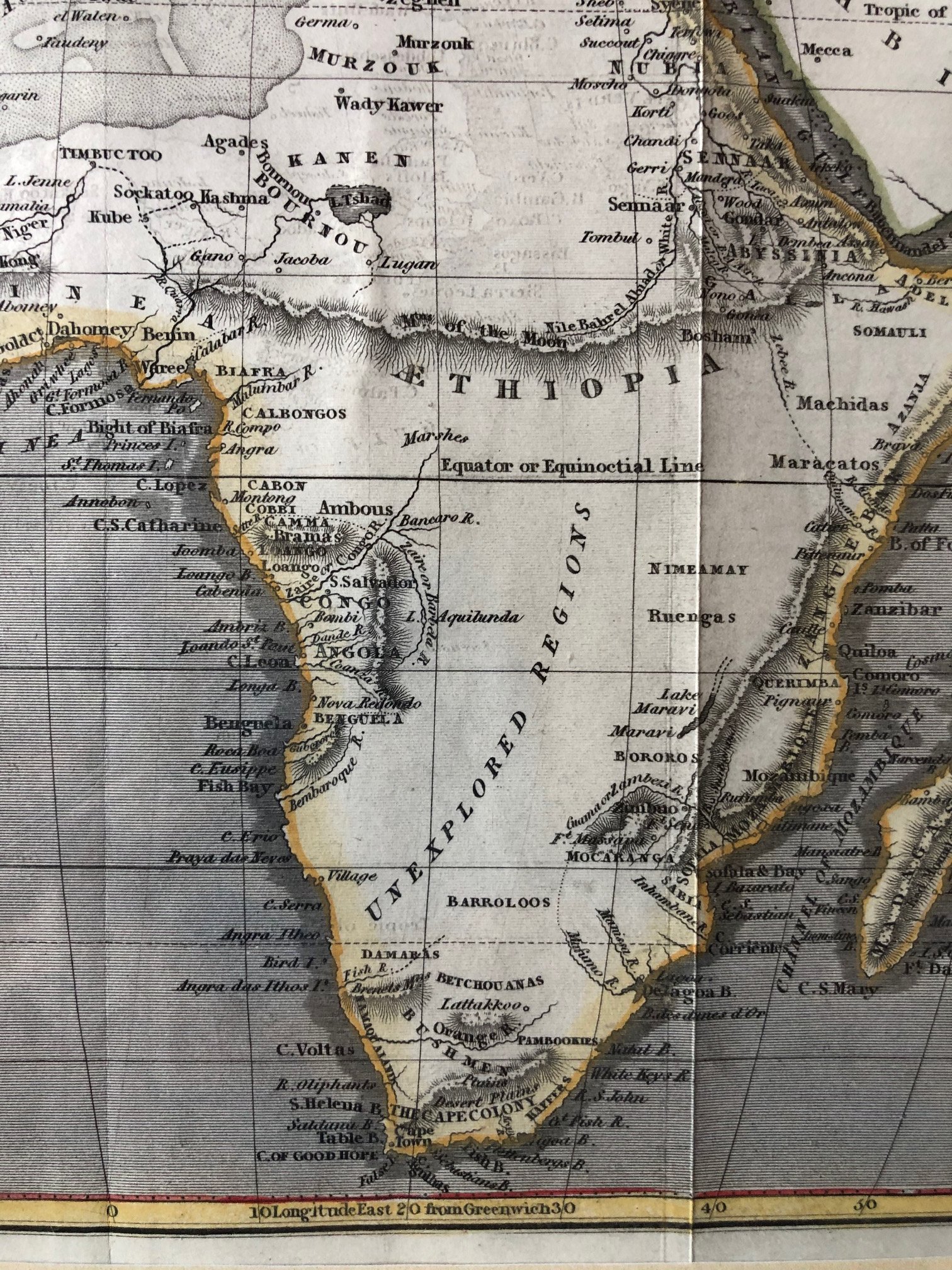 Map of Africa by J. Assheton and engraved by J. Shury (c.1830)