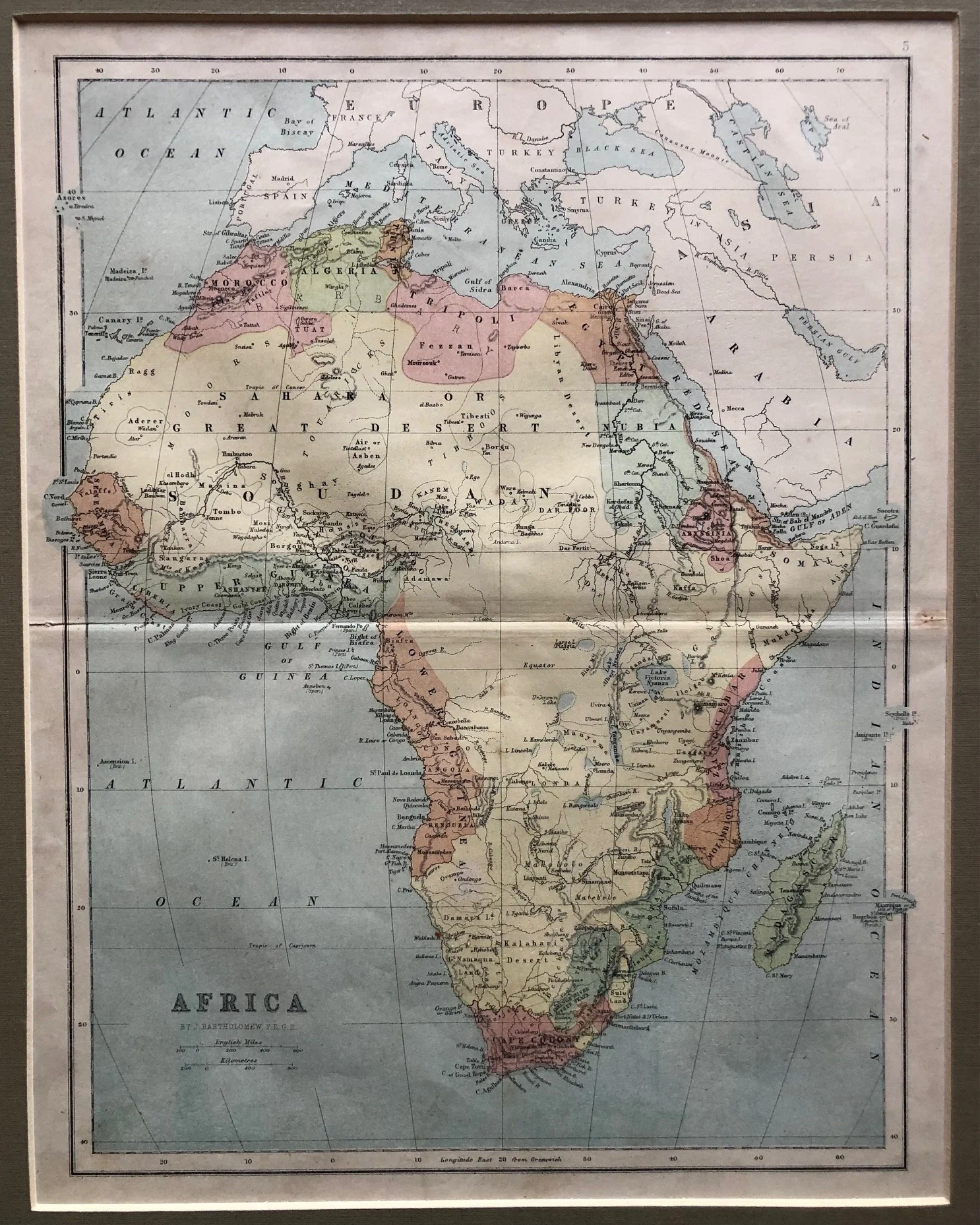 Map of Africa , produced by British cartographer John Bartholomew (c.1873)