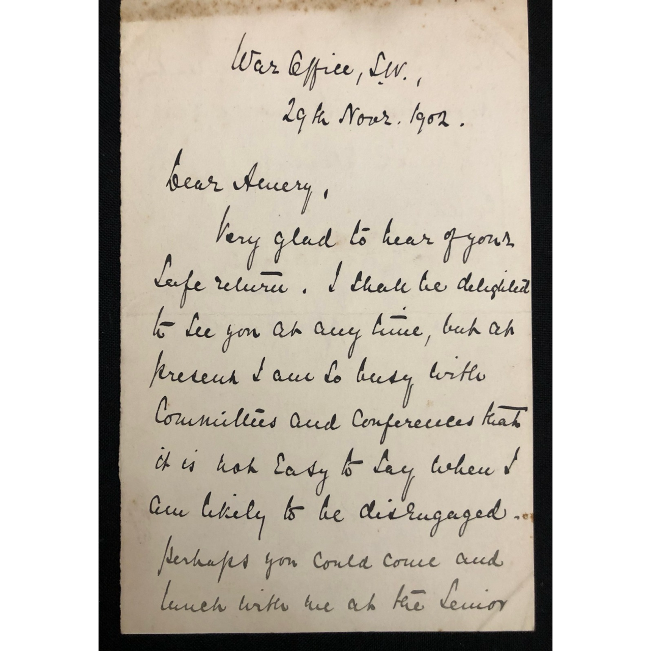 Letter: General Nicholson to Leo Amery (1902) R2,000