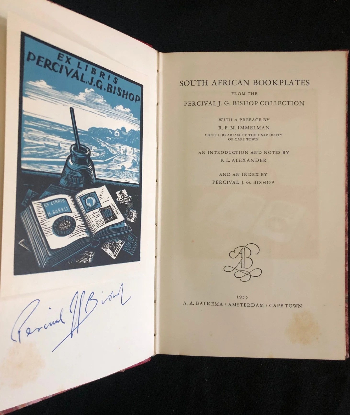 Deluxe edition of "South African Bookplates by Percival J. G. Bishop (1955) Plus 31 Bookplates
