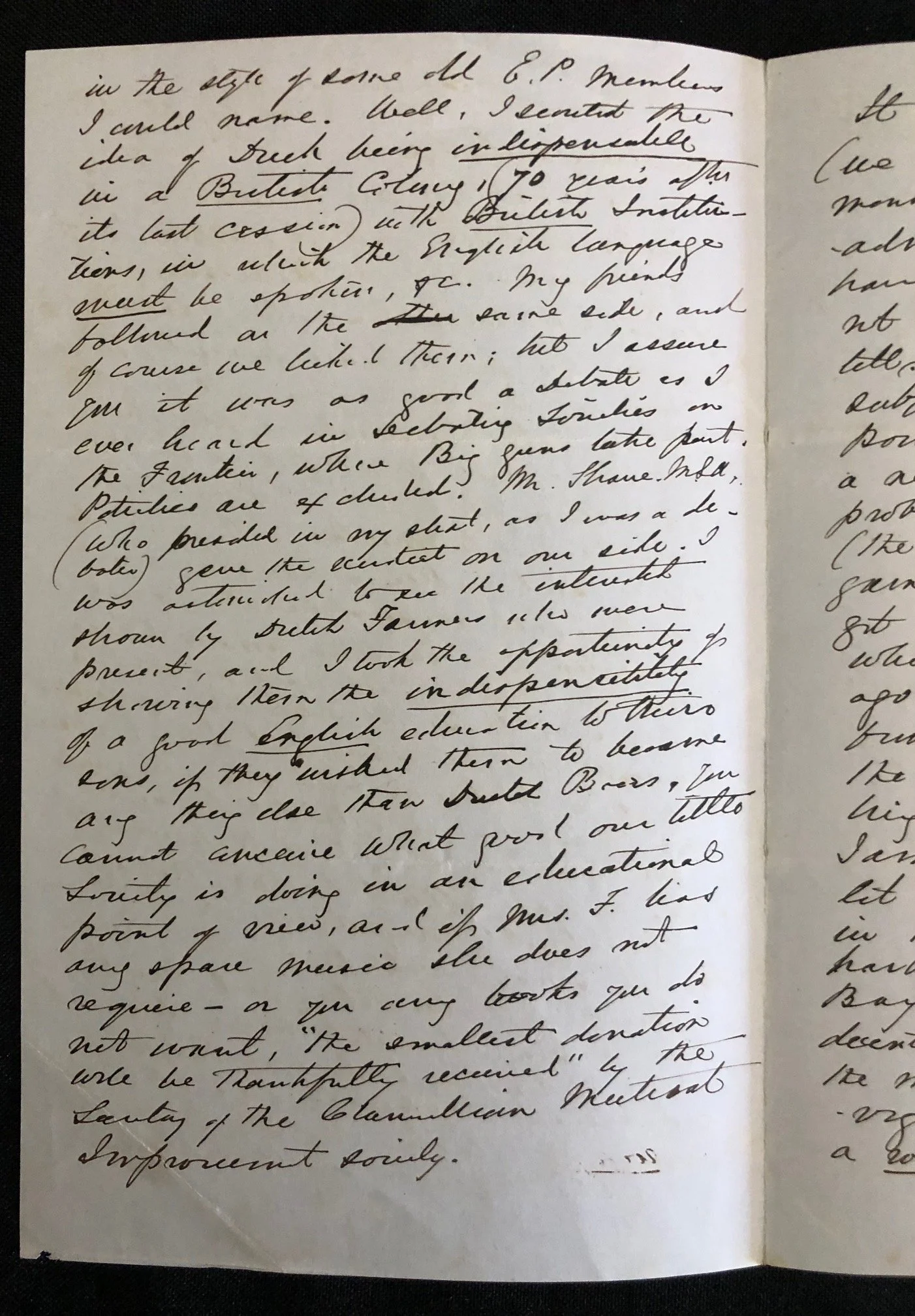 Letter to Charles Aken Fairbridge Regarding Dutch (Afrikaans) an official language in 1875