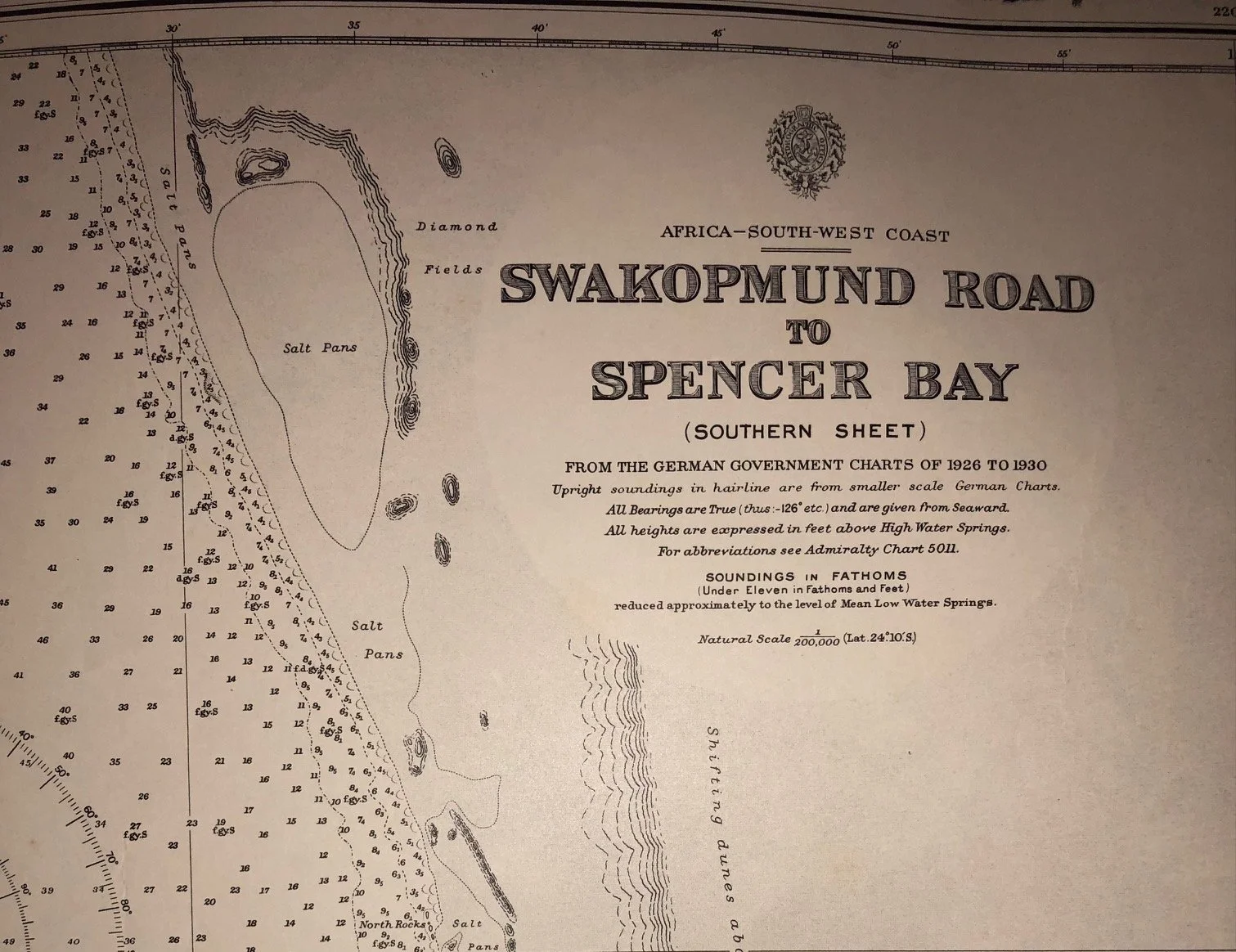 Chart of Swakopmund Road to Spencer Bay, Namibia (1931)