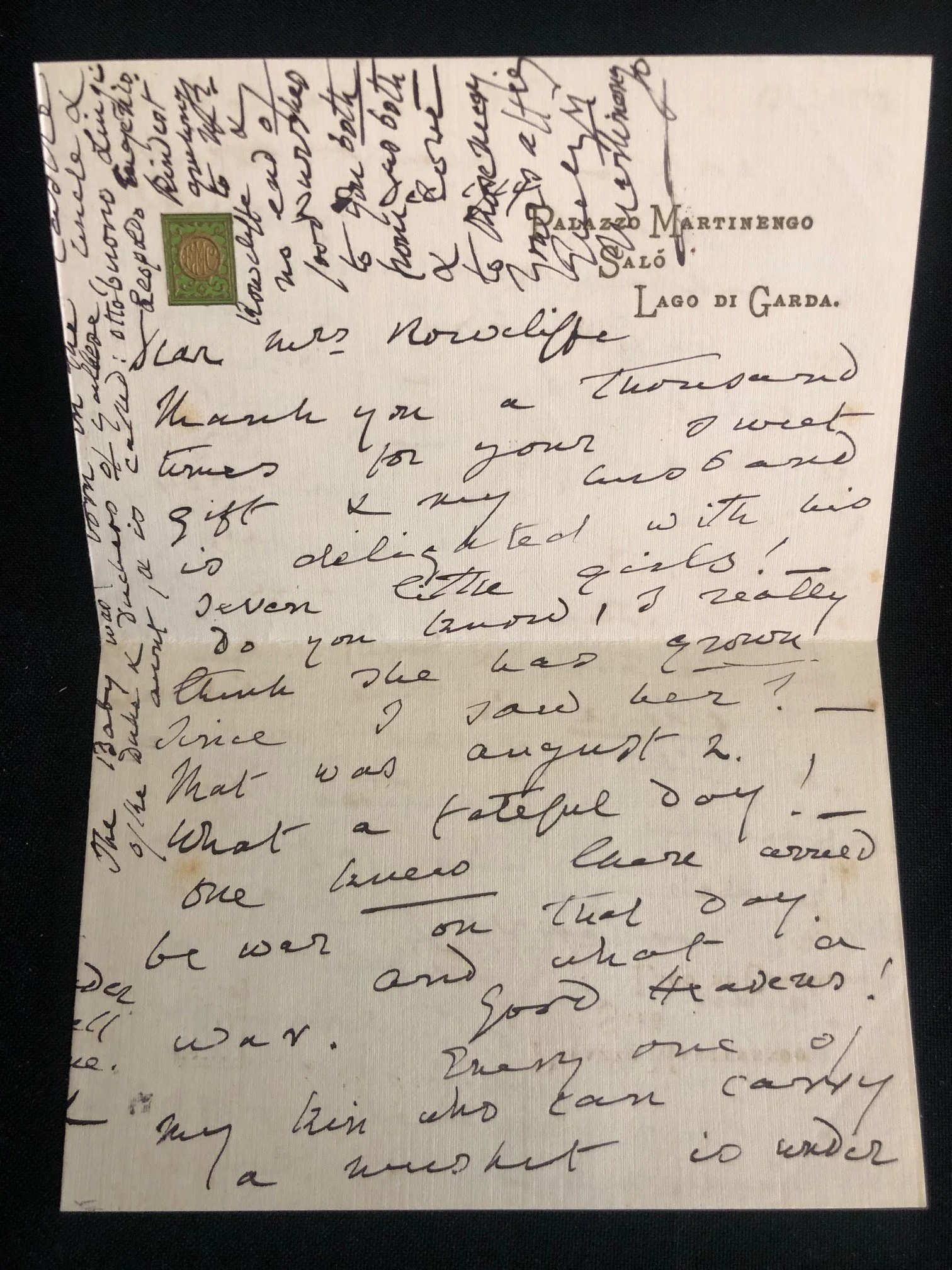 WW l. Connection to Italian Nobility: The Palazzo Martinengo December 28, 1914