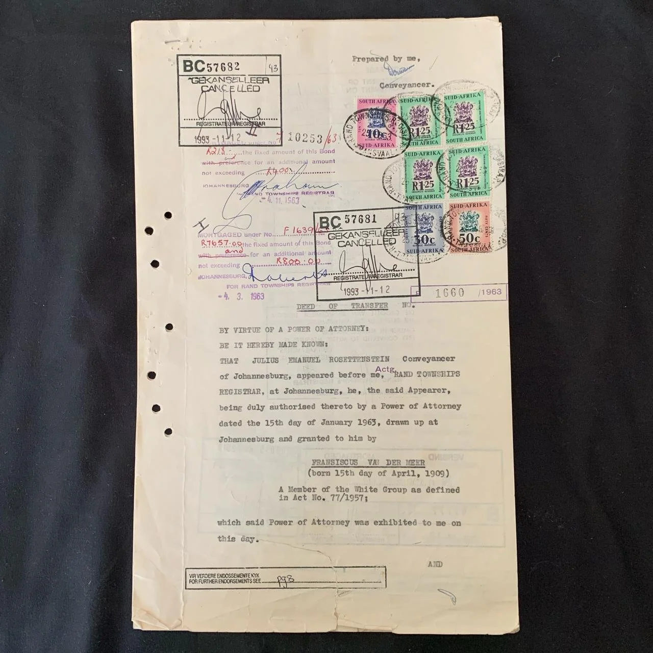 Deed of Transfer (Group Areas Act) 1963 R1,250