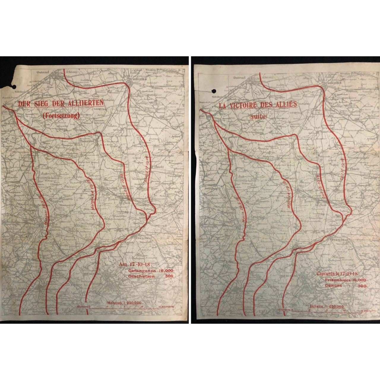 WWl Allied propaganda, two maps (1918) R1,500