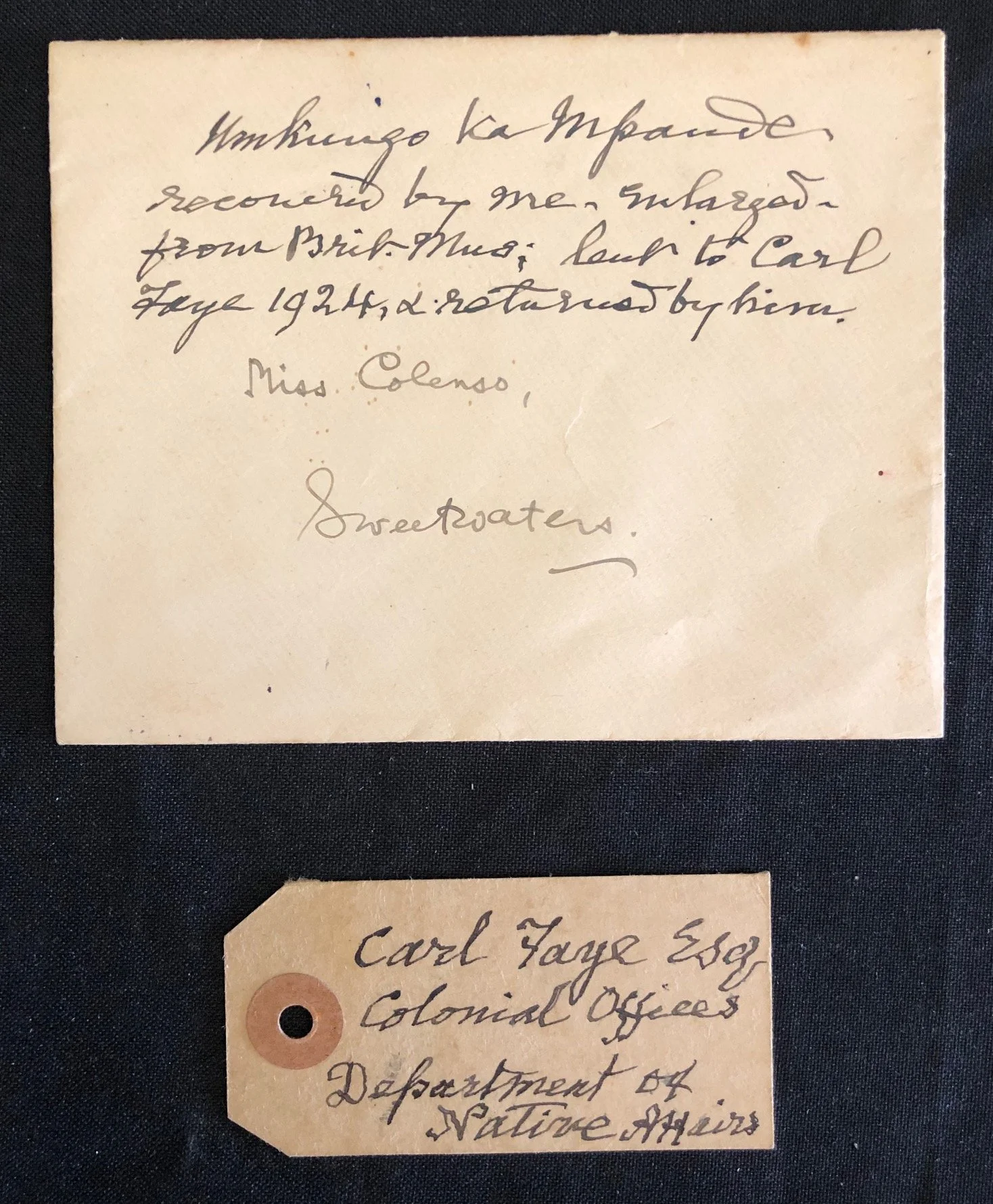 Harriette Colenso to Carl Faye: The Scholar of the "Native Affairs" Department (c.1924)