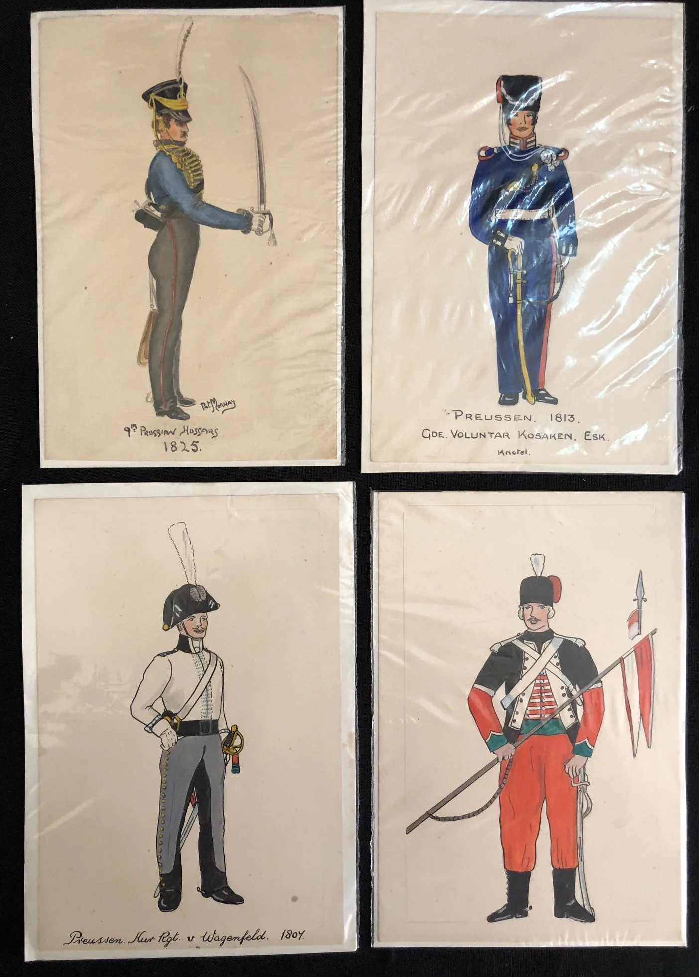 Four Paintings of Prussian Soldiers during the Napoleonic Wars