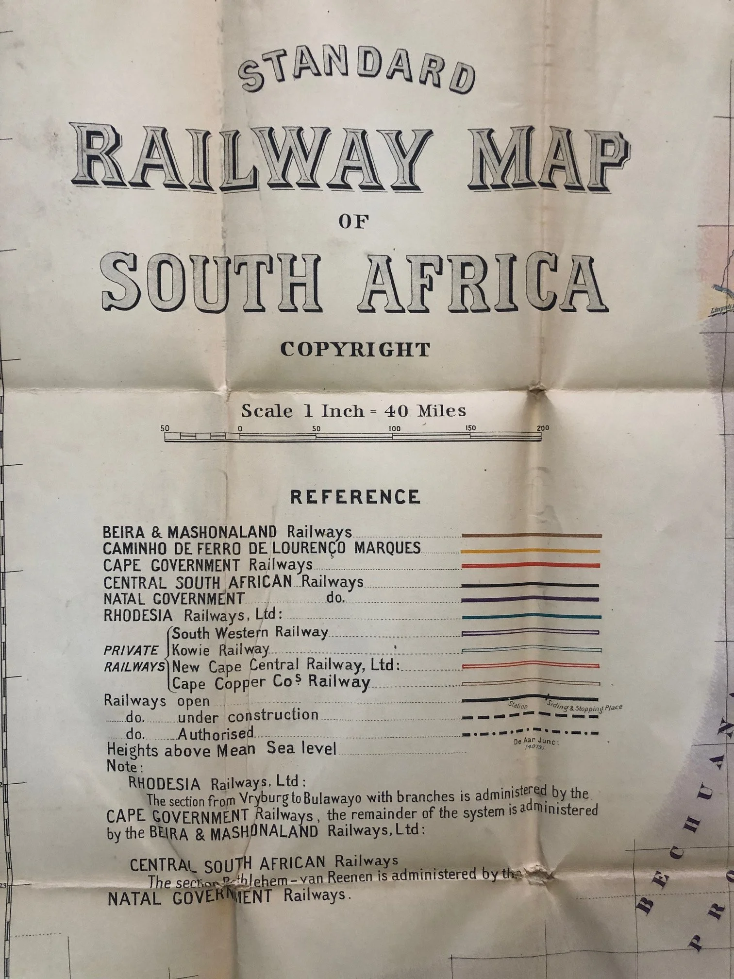 Standard Railway Map of South Africa 1907