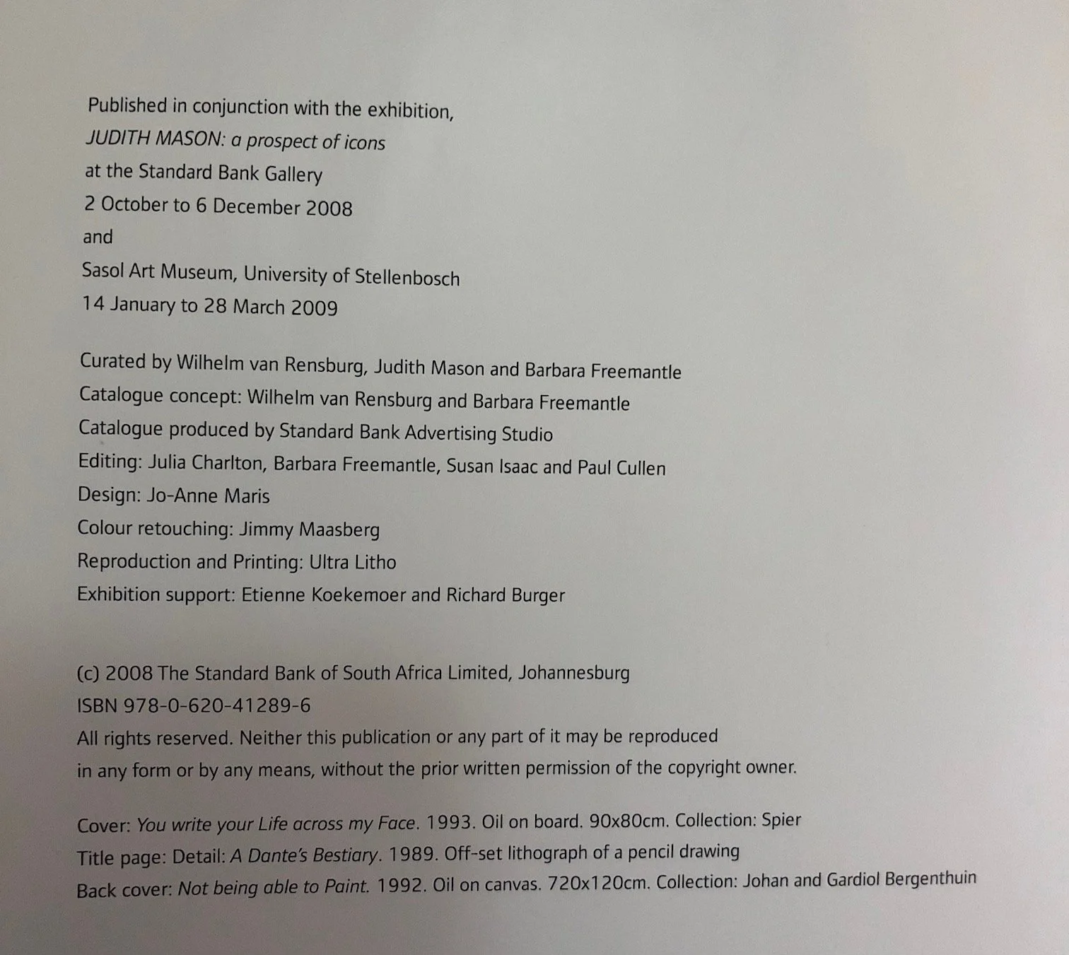Judith Mason: A Prospect of Icons. 2009. Inscribed