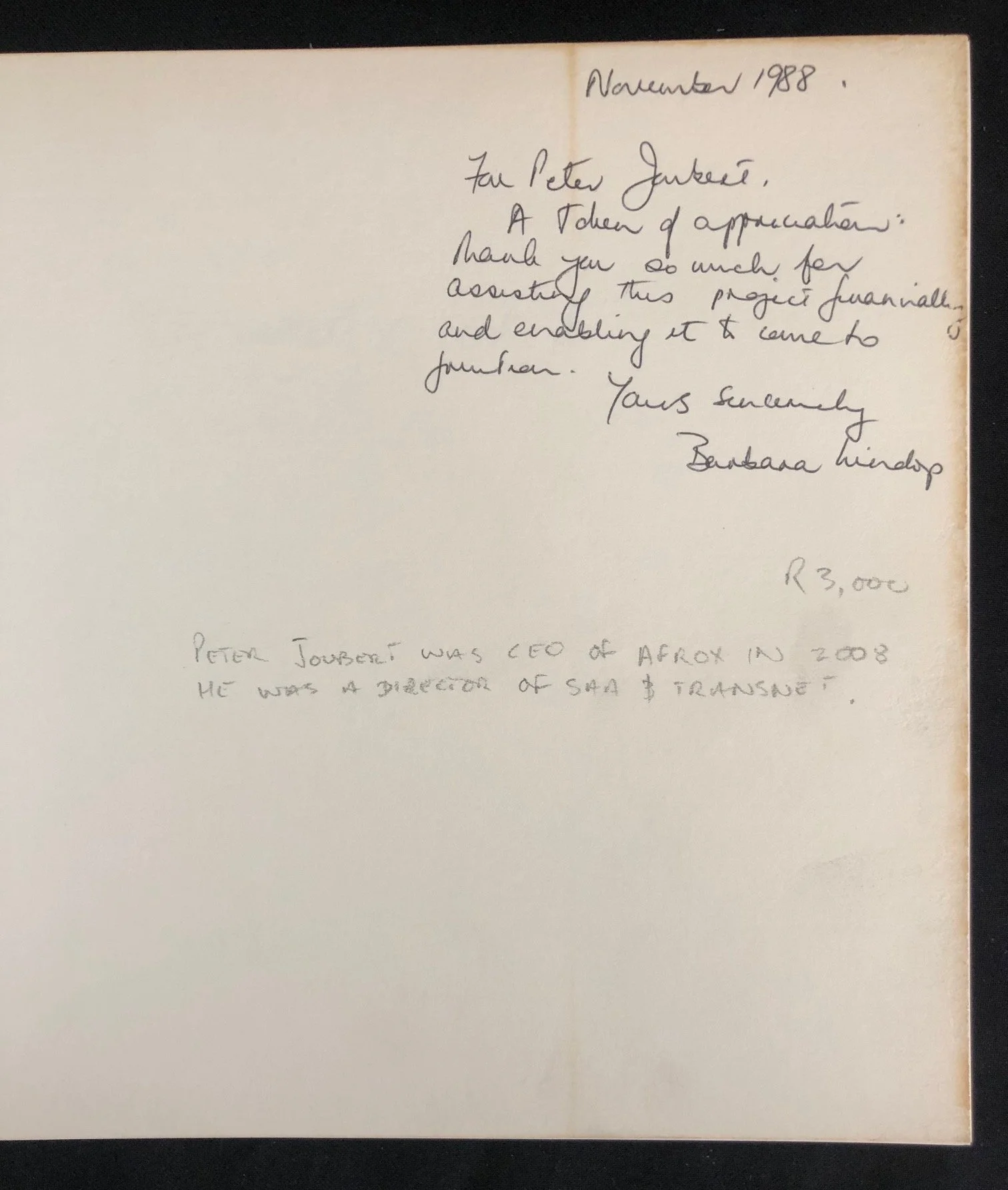 Barbara Lindop’s Gerard Sekoto, inscribed (1988)