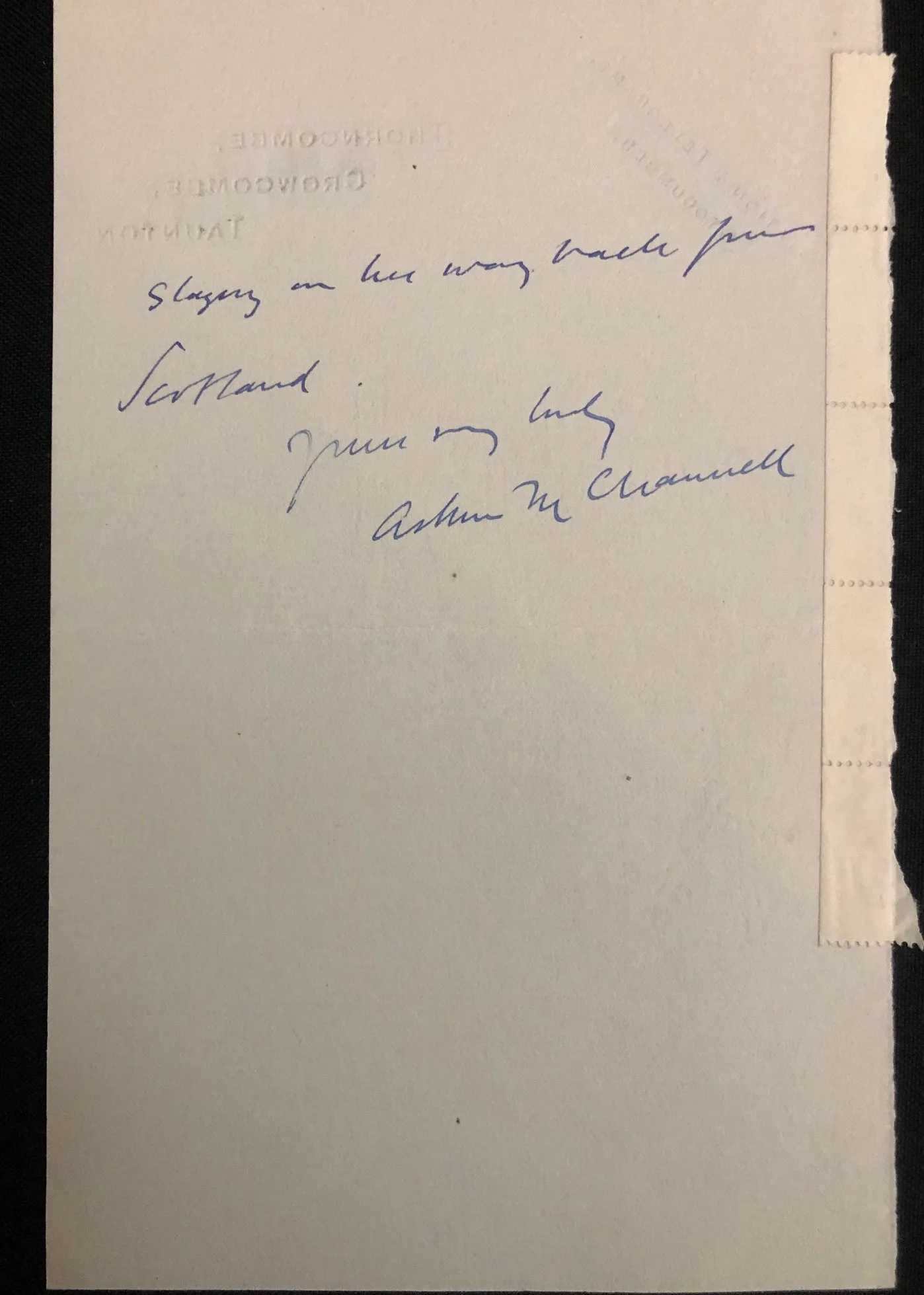 Letter From High Court Judge, Sir Arthur Moseley Channell 1914. (WW l July Crisis)