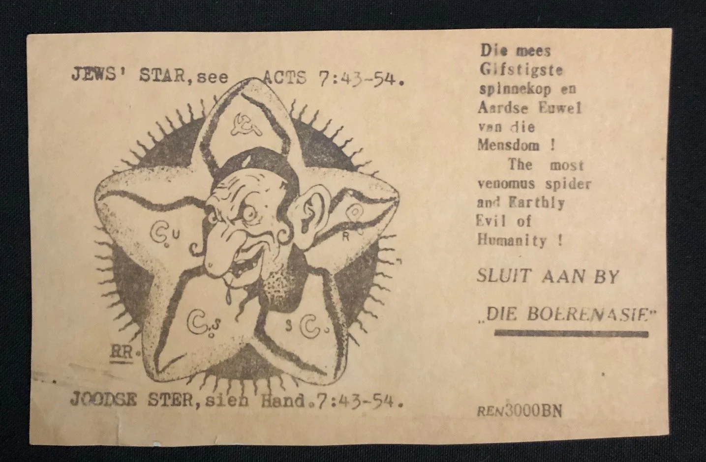 Antisemitism - Die Boerenasie (The Boer Nation) A Natal based Nazi Organisation c.1950’s