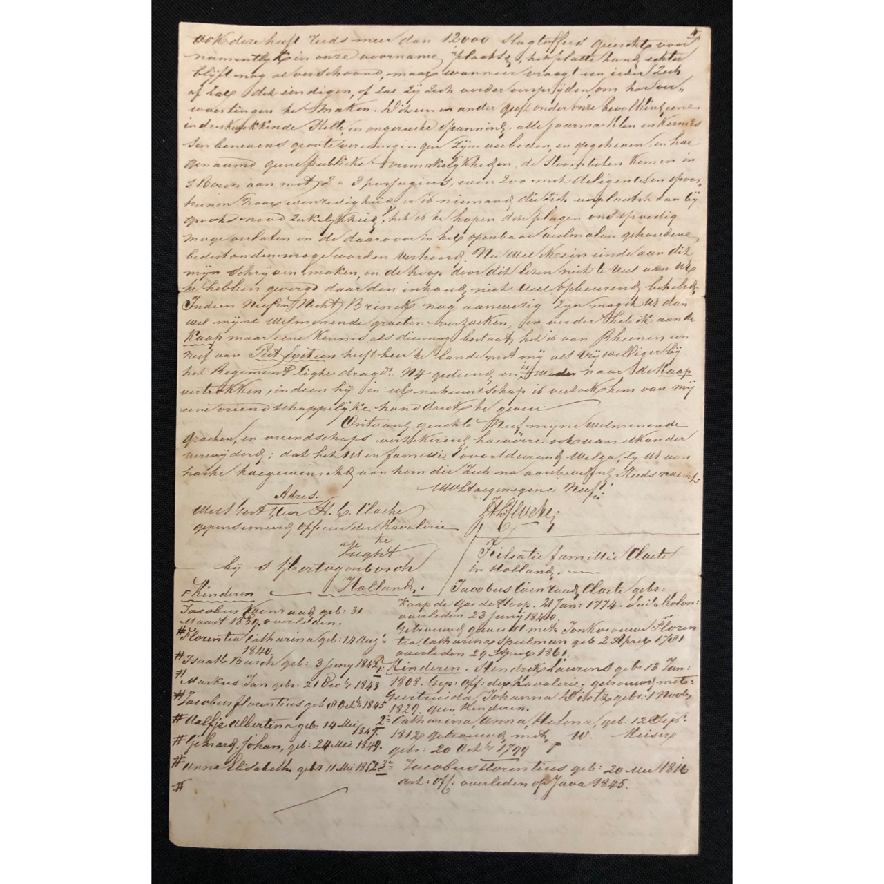 Genealogical letter: Possibly to Jacob Coenraad Cloete (1866) R4,000